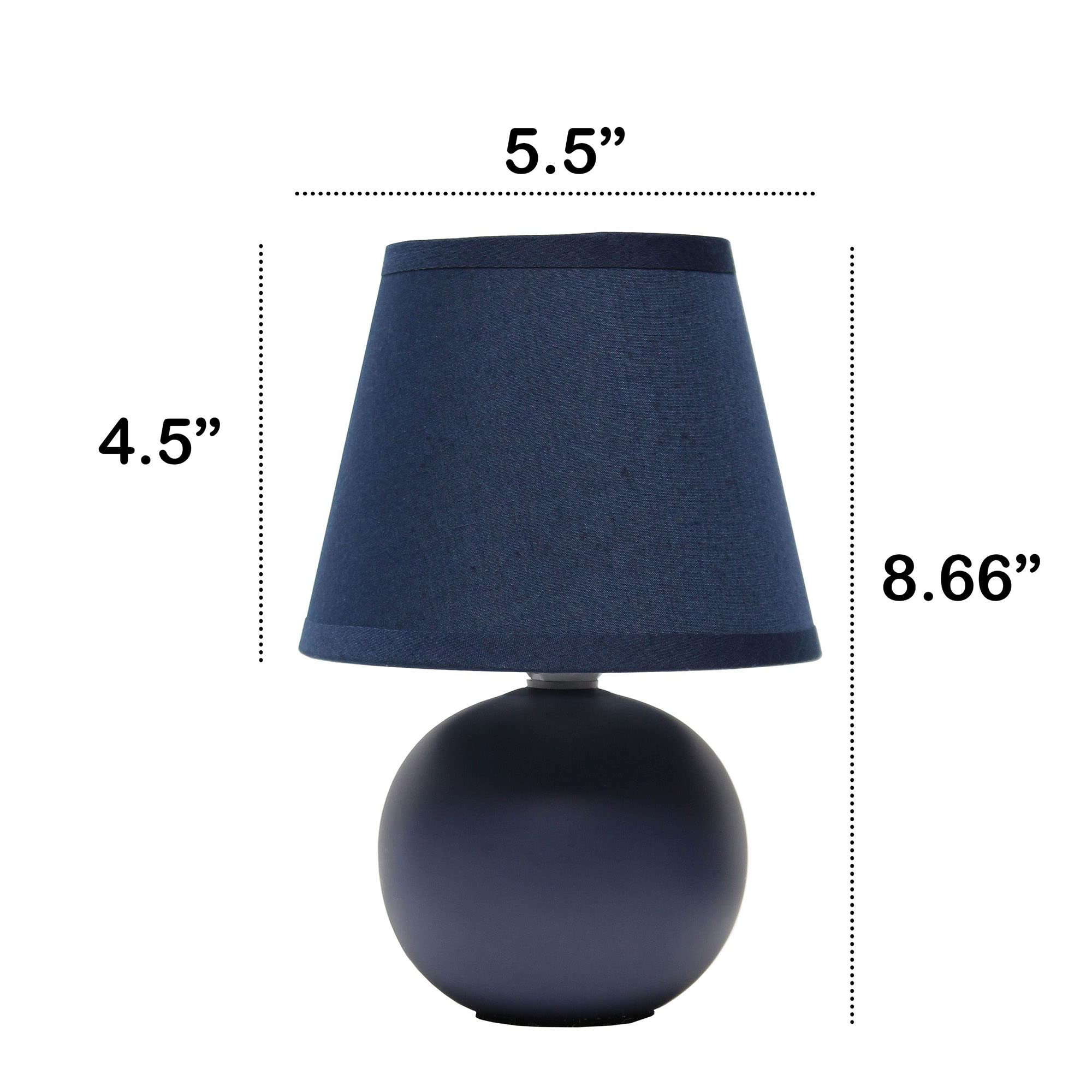 Creekwood Home Nauru Blue Ceramic Bedside Table Lamp Set With Drum Shade, 8.66&quot;
