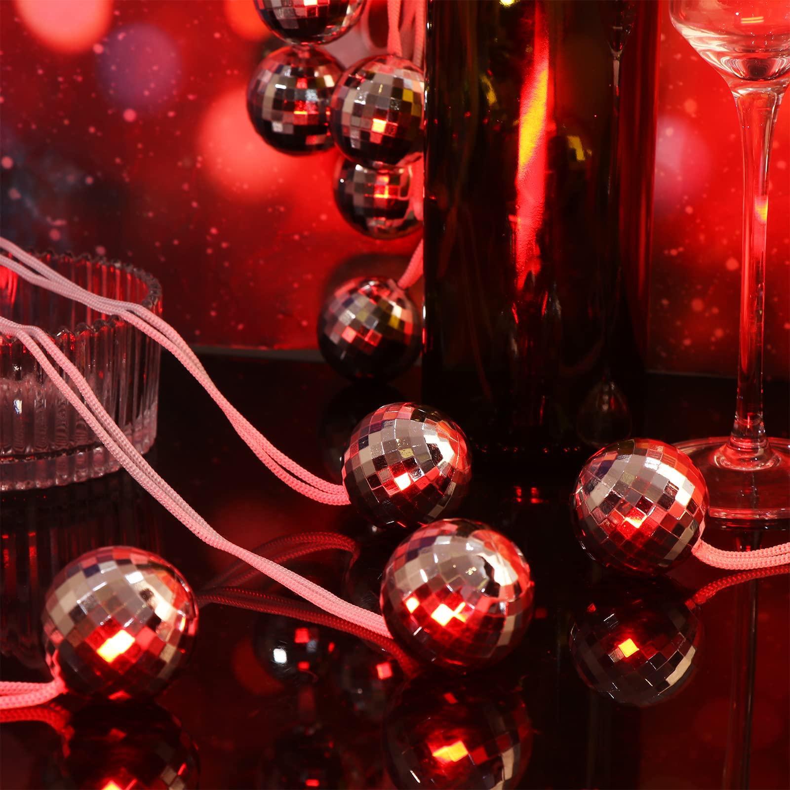 48 Pack Mirror Disco Ball Costume Necklaces 1.57 Inch Disco Ball Necklaces 70S Disco Party Decorations Necklaces For Stage Props Xmas Party Favors Festival Disco Necklace Halloween Costume Accessories