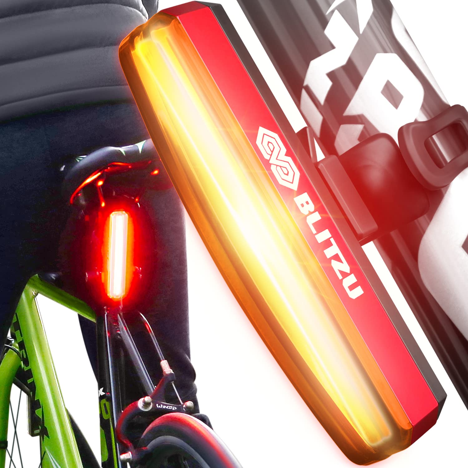 Blitzu 2025 Cyborg 200T Bike Lights Taillight Usb-C Rechargeable Led Rear Bicycle Light For Night Riding, Cycling Safety Reflect