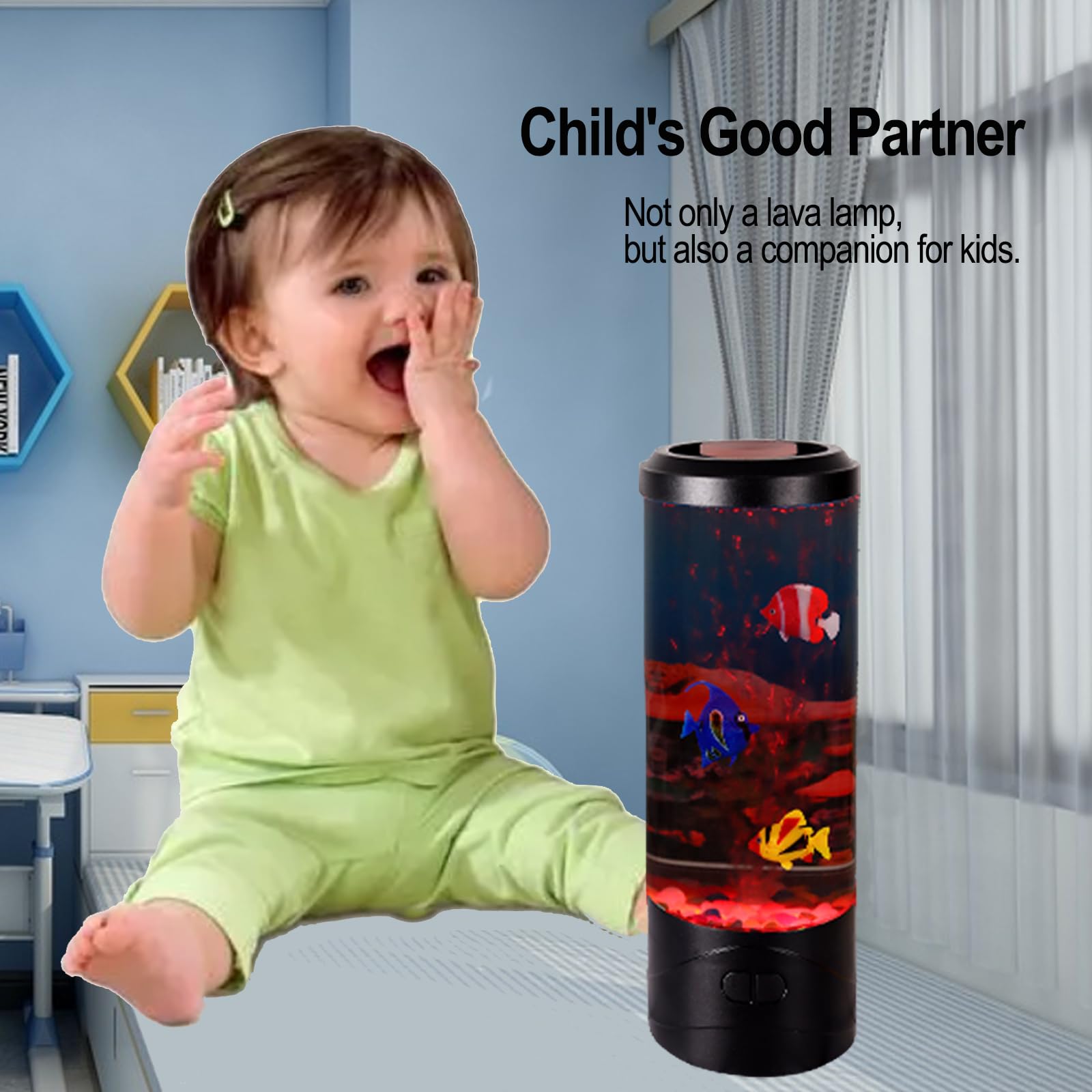 Mini Bubble Fish Lamp,Fake Fish Tank Aquarium Lamp,Multi-Color Changing Aquarium Light With 3 Artificial Fish Night Lights-For H