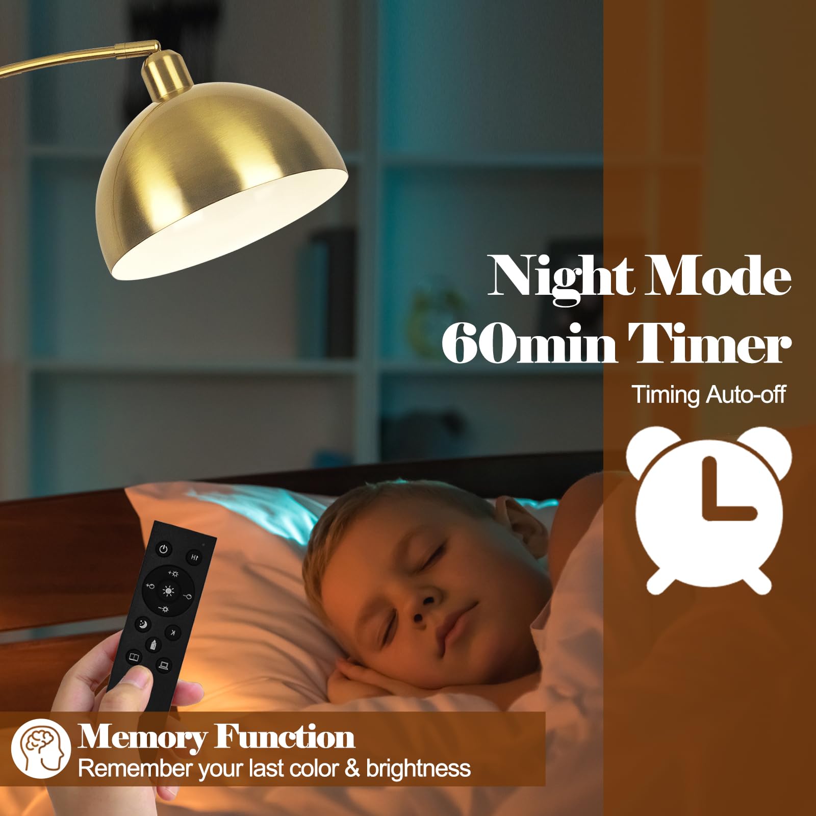 Venzblomia ?Upgraded? Arc Floor Lamps For Living Room - Stepless Dimmable Gold Tall Lamp With Remote Control & Color Temperature