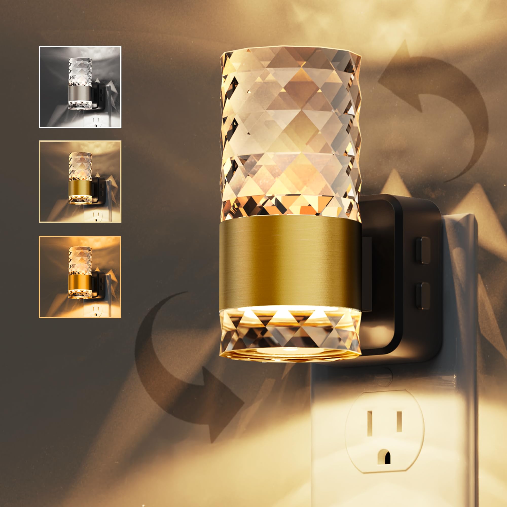 L LOHAS LED Night Light Modern Night Lights Plug into Wall Amber-3000K-5000K Adjustable Color Temperature Night-light Dimmable Nightlights with Dusk to Dawn Sensor for Rooms Bathroom Hallway