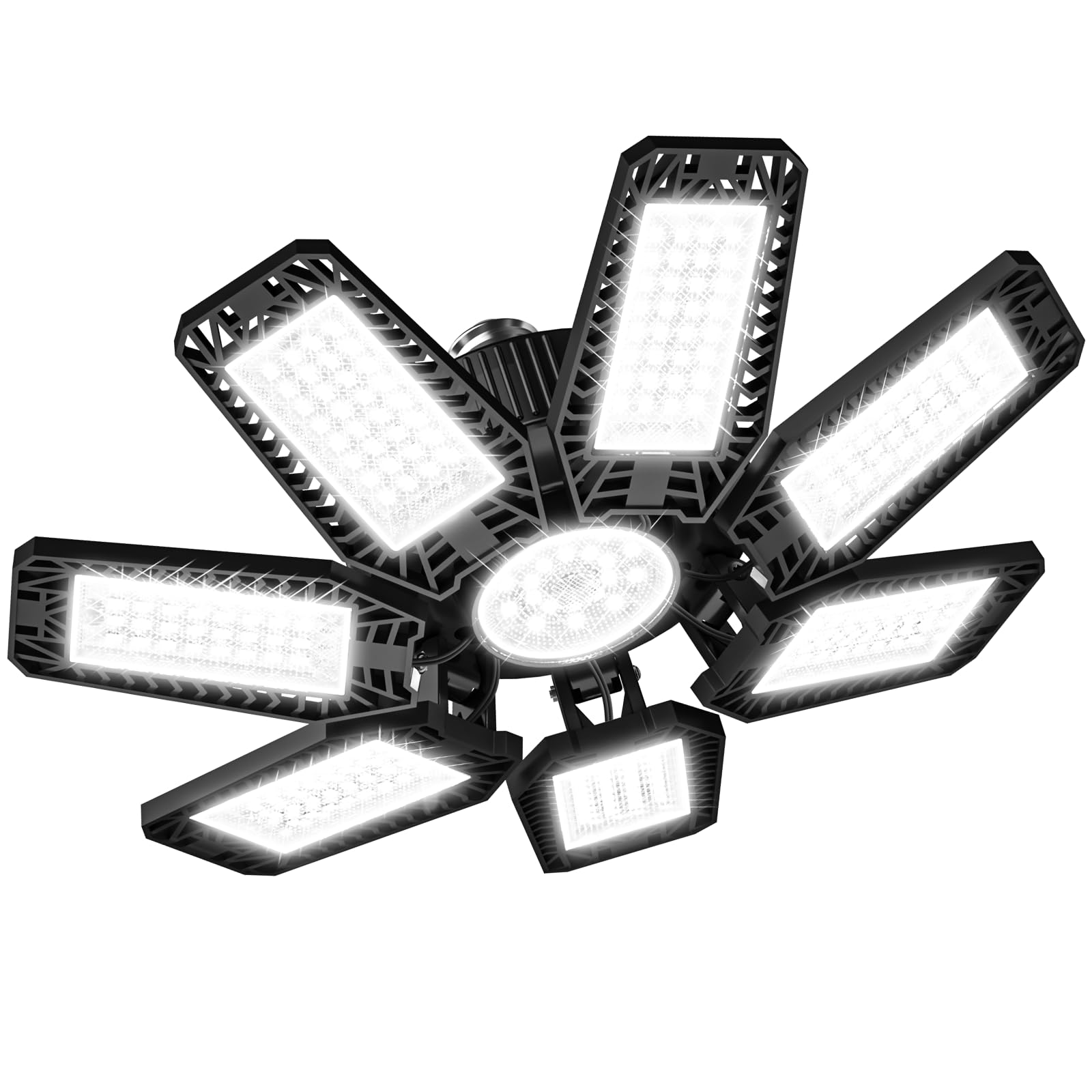CHENGCHILIT LED Garage Light 200W 20000LM 6500K with 7+1 Adjustable Panels E26/E27 for Workshop Storage Room Warehouse
