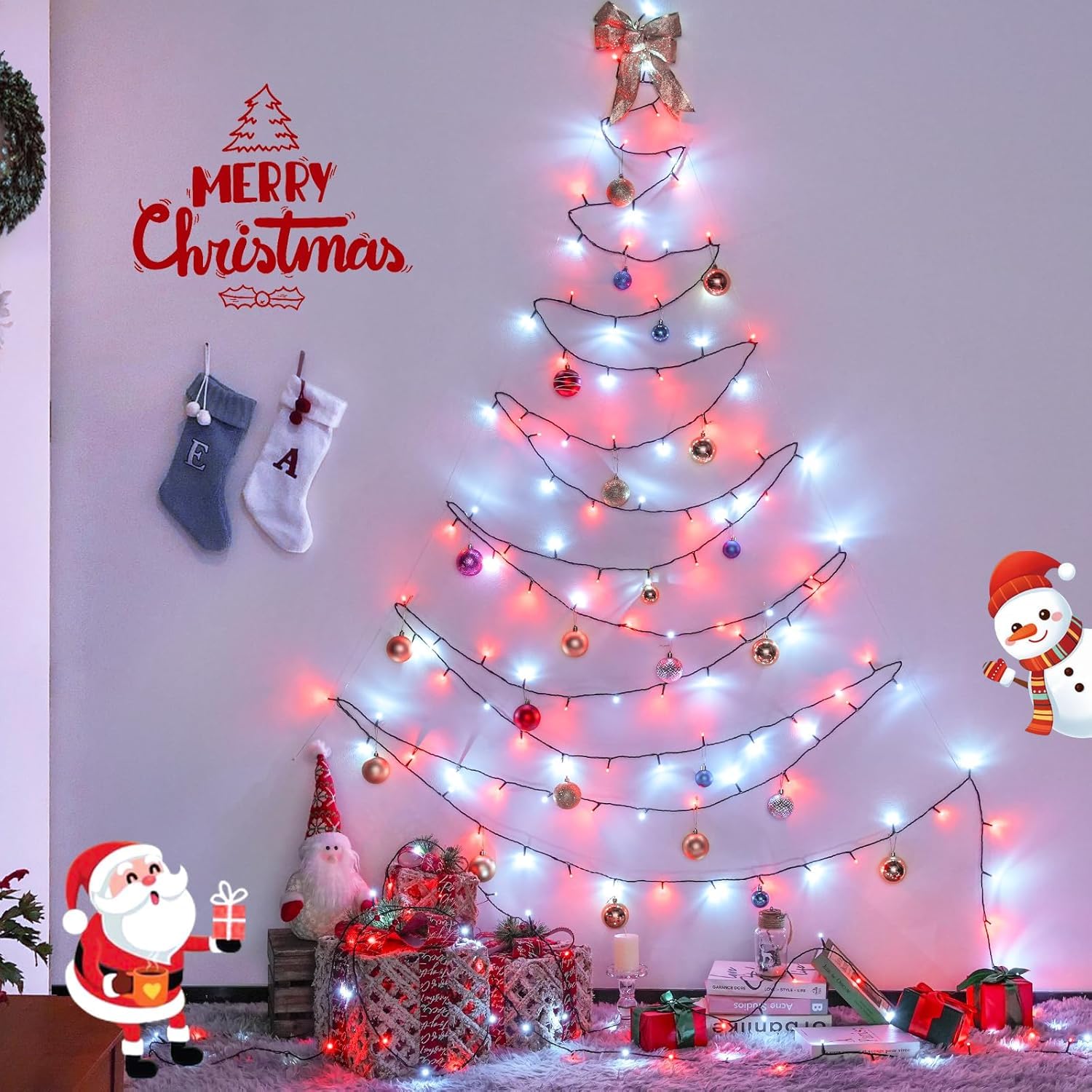 Jmexsuss 66Ft 200 Led Red And White Christmas Lights, Outdoor Christmas String Lights Plug In, Expandable Christmas Lights For T