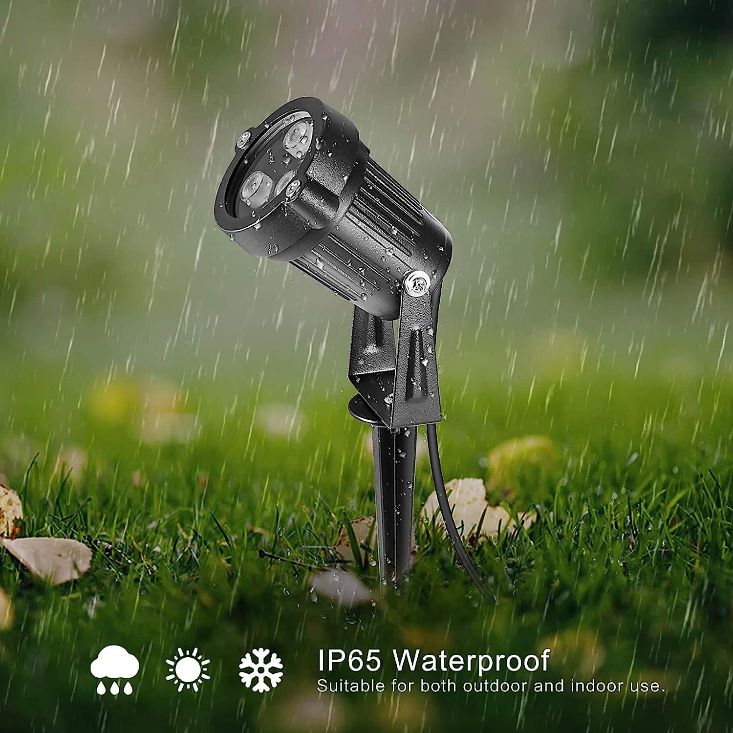 OurLeeme Lawn Flood Light Stake, 2-in-1 Waterproof Landscape Lighting, Black, Aluminum, Model PD-23979, 2 Pack