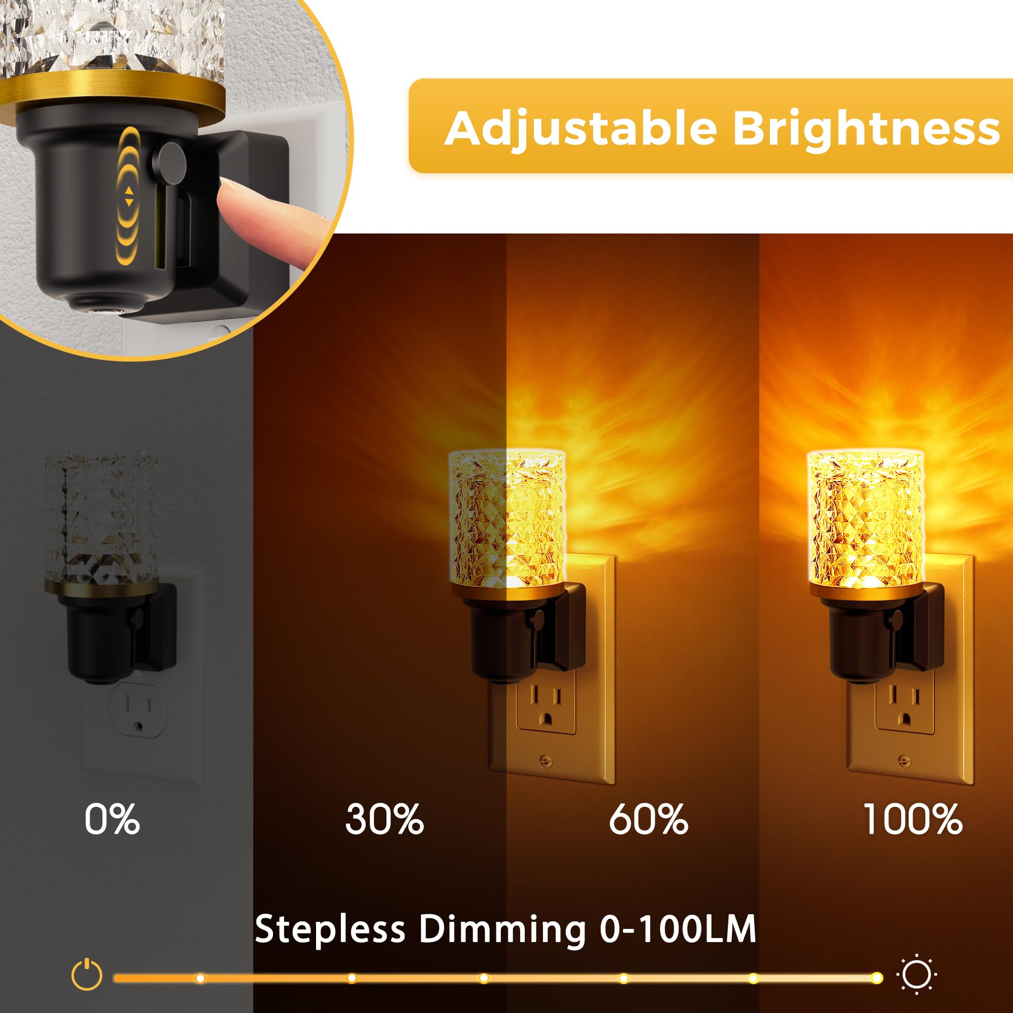L LOHAS LED Night Light, Dimmable with Auto Light Sensor, 1 Pack, Amber, Model GY22007ZSUS