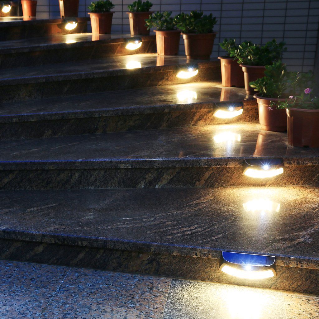 XTF2015 Solar Step Lights Outdoor, Motion Sensor Lights, Copper Outdoor Step Lights, Waterproof LED Solar Light for Stair, Patio