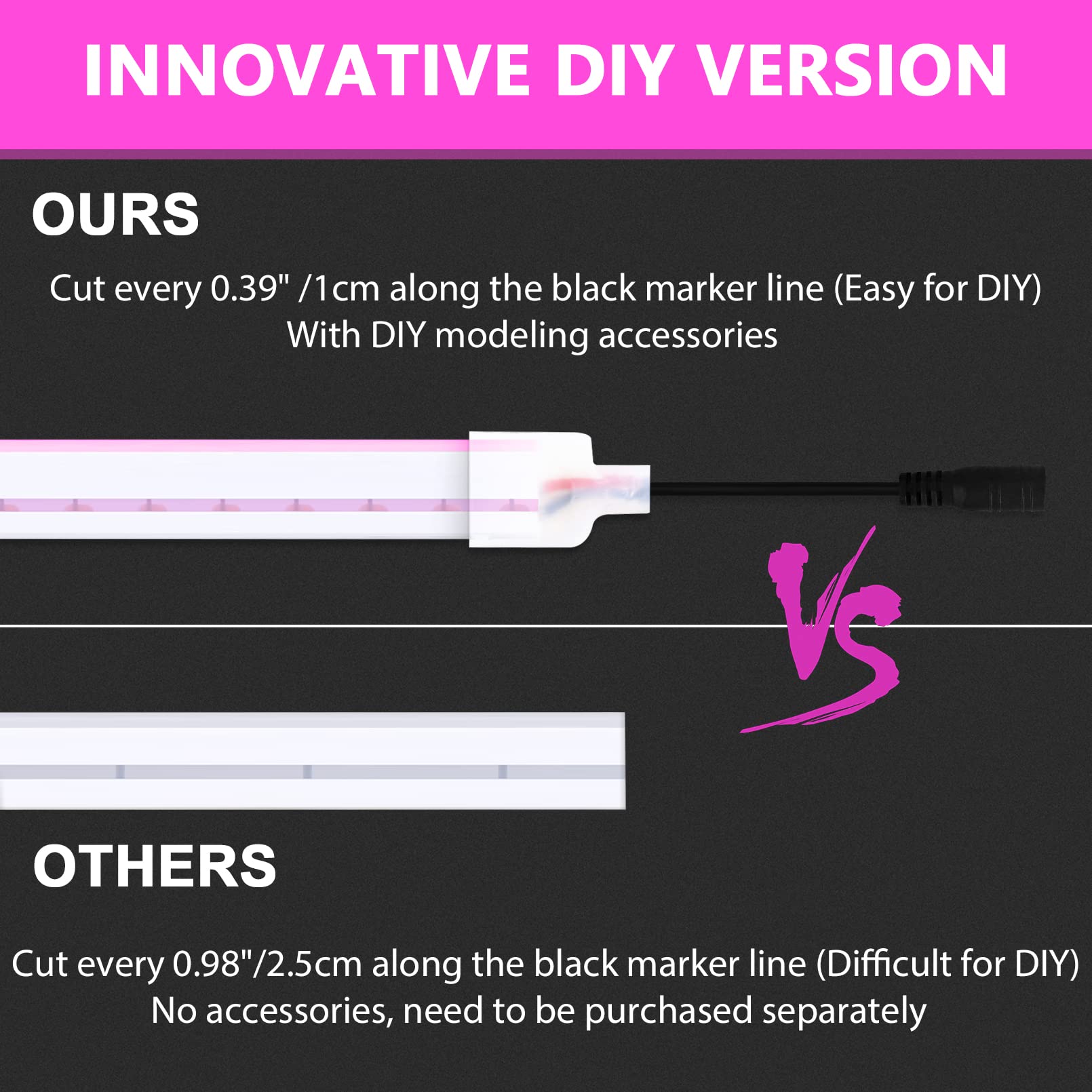 Lamomo LED Neon Flex Strip, 16.4ft Pink Waterproof Silicone Light for Indoor/Outdoor Decoration