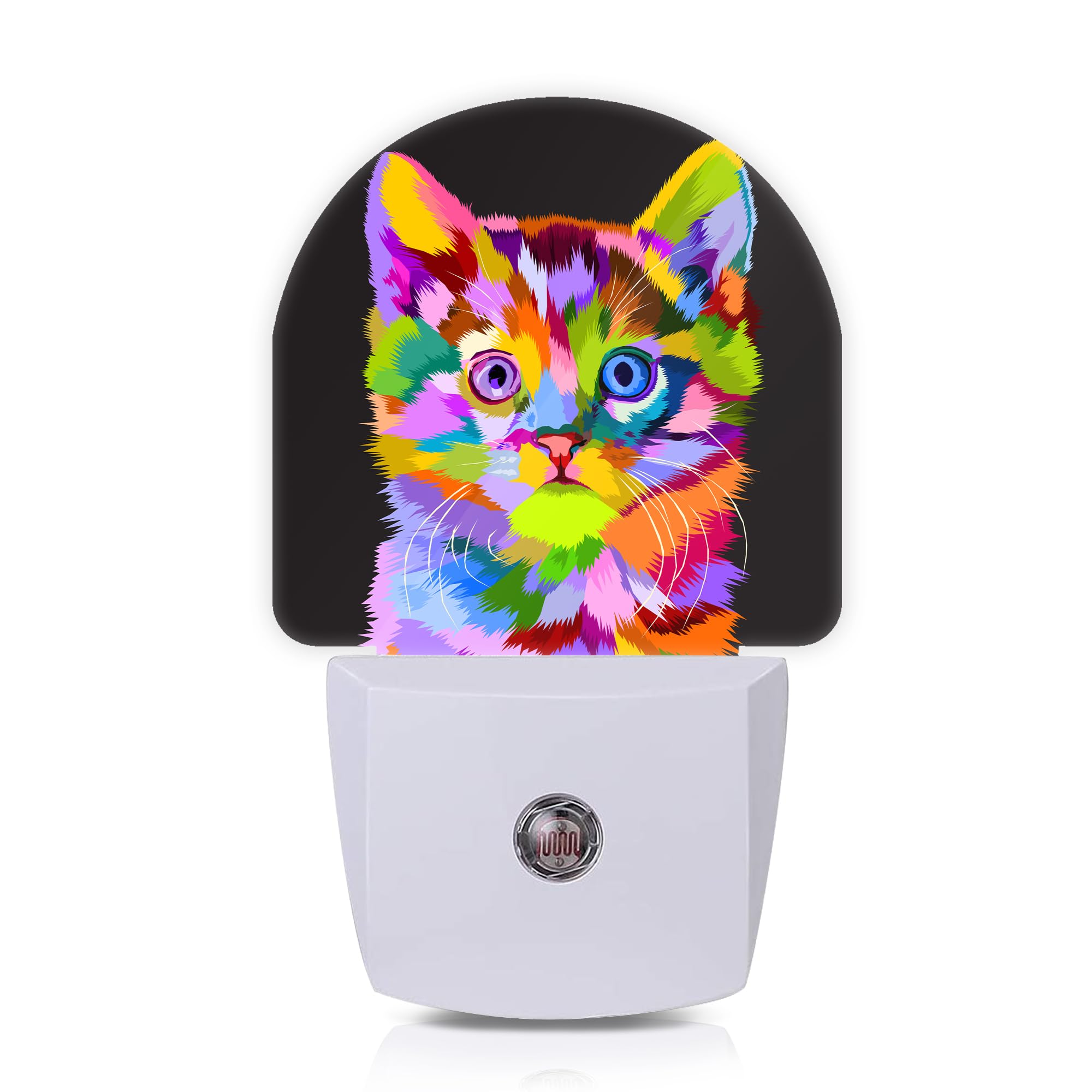 Axxitude Colorful Cute Cat Night Lights Plug into Wall for Girls Boys Room,Night Light LED Lamp Dusk to Dawn Sensor Round Lamp f