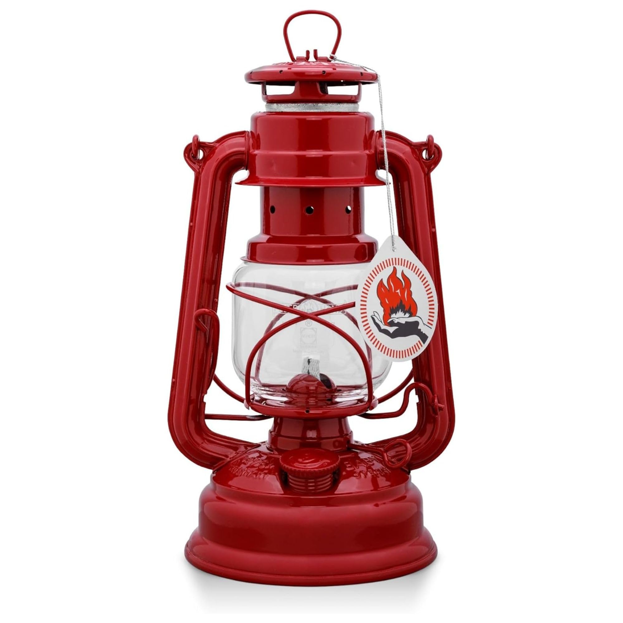 Feuerhand Kerosene Lantern, Weather Resistant, 10 Inches, Ruby Red, Model 8219647