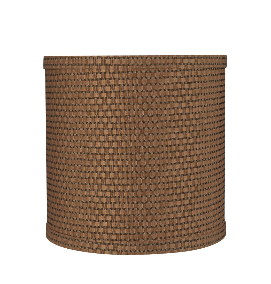 Aspen Creative Lamp Shade, Transitional Drum Shape, Jacquard Brown, 8in Wide, Model 31233A, Jacquard Textured Fabric