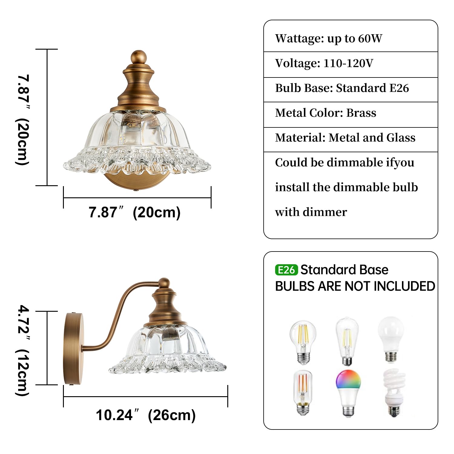 Xiedun Vintage Wall Sconces Brass Wall Sconces 1 Light Wall Lighting Lighting Fixtures Wall Lights For Living Room Bathroom Wall