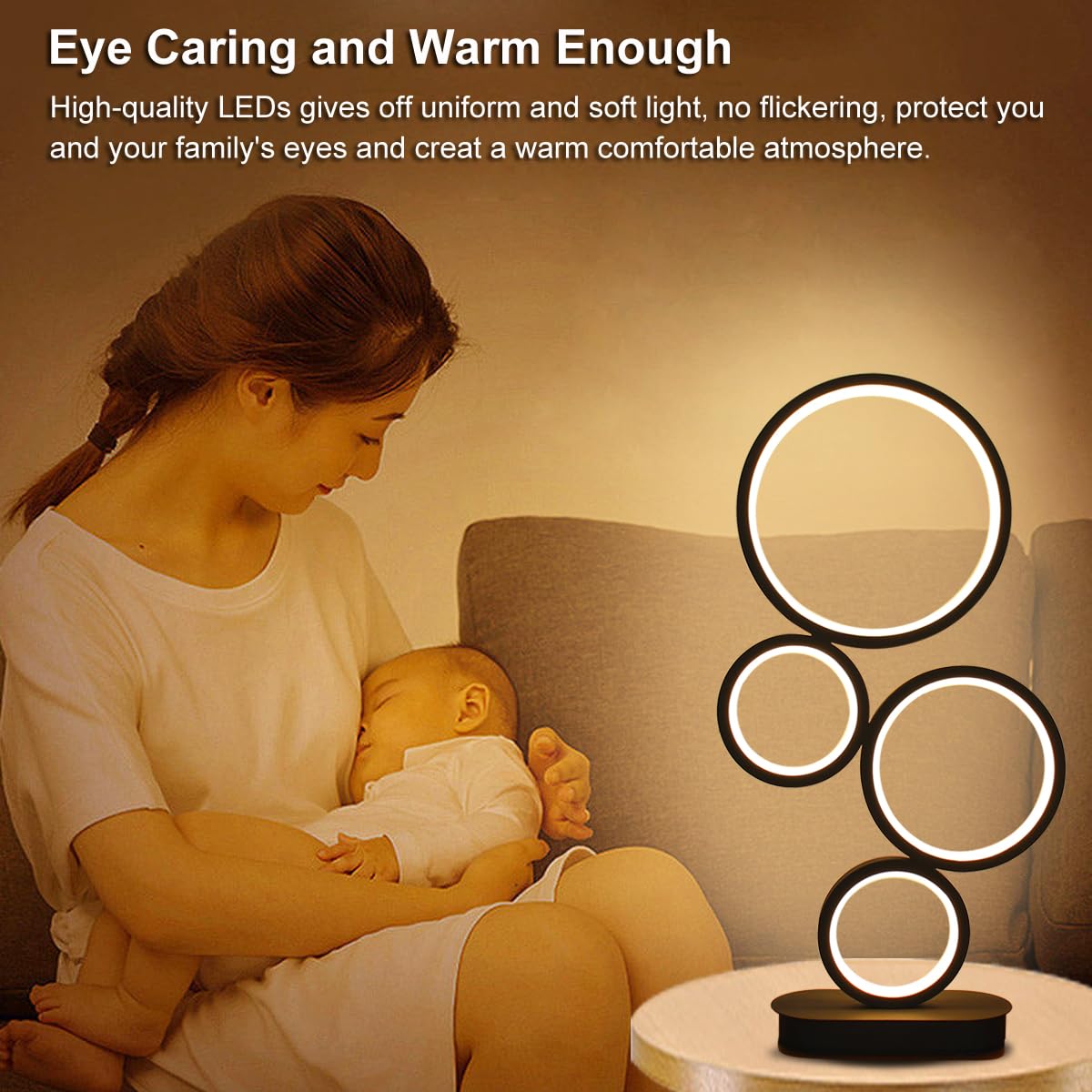 BESKETIE Modern RGB Table Lamp, Smart LED Table Lamps with Remote APP Control, Dimmable Nightstand Lamp for Bedroom, RGB Bedside