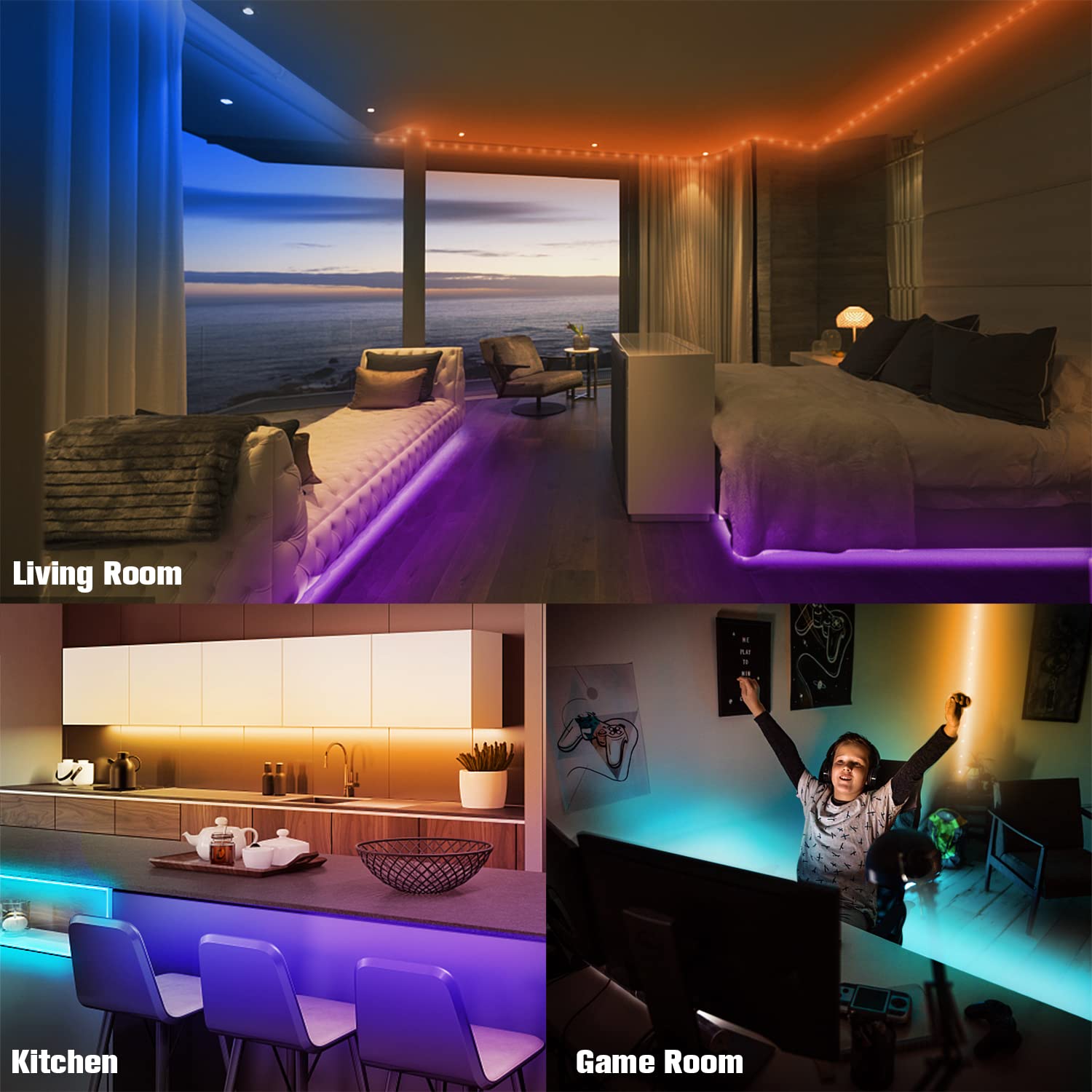 Volivo 65.6 Ft Led Strip Lights, Rgb Color Changing With 44 Keys Remote For Home Decoration