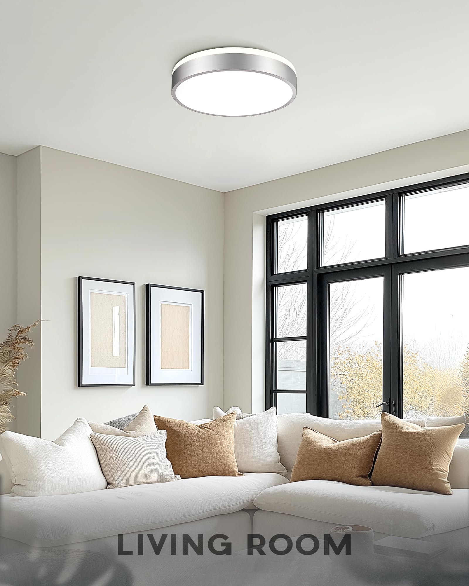 Ken & Ricky Modern Flush Mount Led Ceiling Light Fixture  12 Inch 5Cct Ceiling Light  Brushed Nickel Hallway Lighting Fixtures Ceiling  Kr3350-1Pk