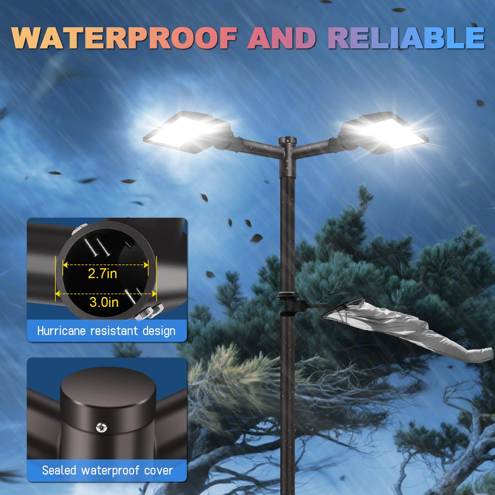 Ledmo 90 Tenon Adaptor With 2 Arms  Double 2-3/8 Round Slip Fitter Bracket  Lighting Mounting Heavy Duty Extension Round Pole For Parking Lot Area Light Street Floodlight Solid Rustproof