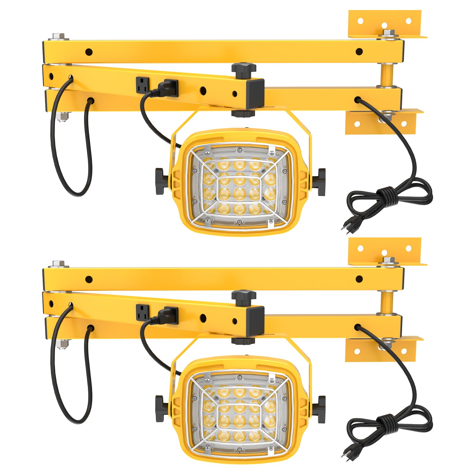 G GJIA 30W LED Loading Dock Light with 40'' Folding Double Arm, Built-in Receptacle 4200 Lumens, 5000K, 360 Rotatable Lamp Head,