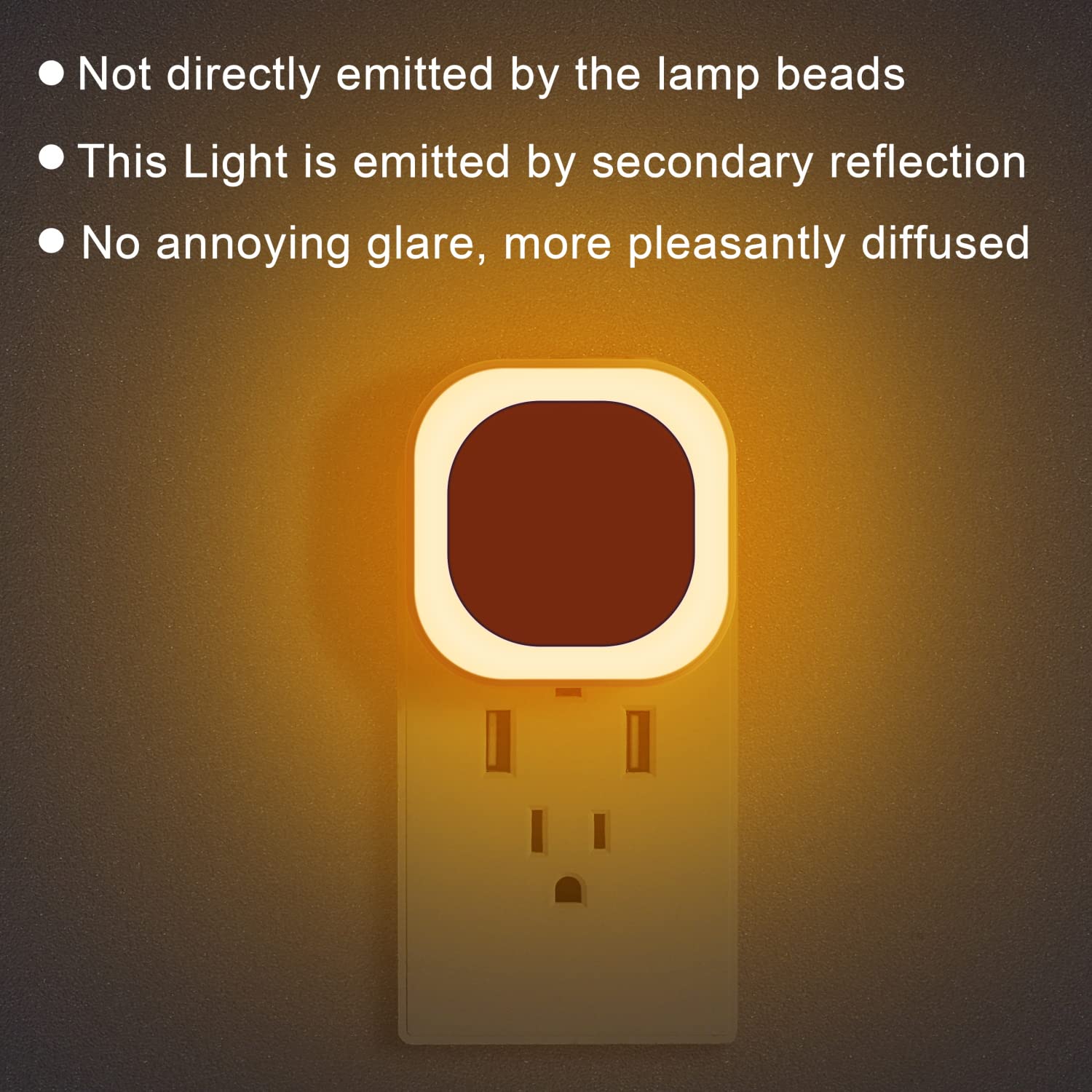 YUNLEX Dimmable Amber Night Light 4 Pack with Auto Dusk to Dawn Sensor, Soft Glow LED for Kids, Bathroom, Hallway, Bedroom, Model NLS21