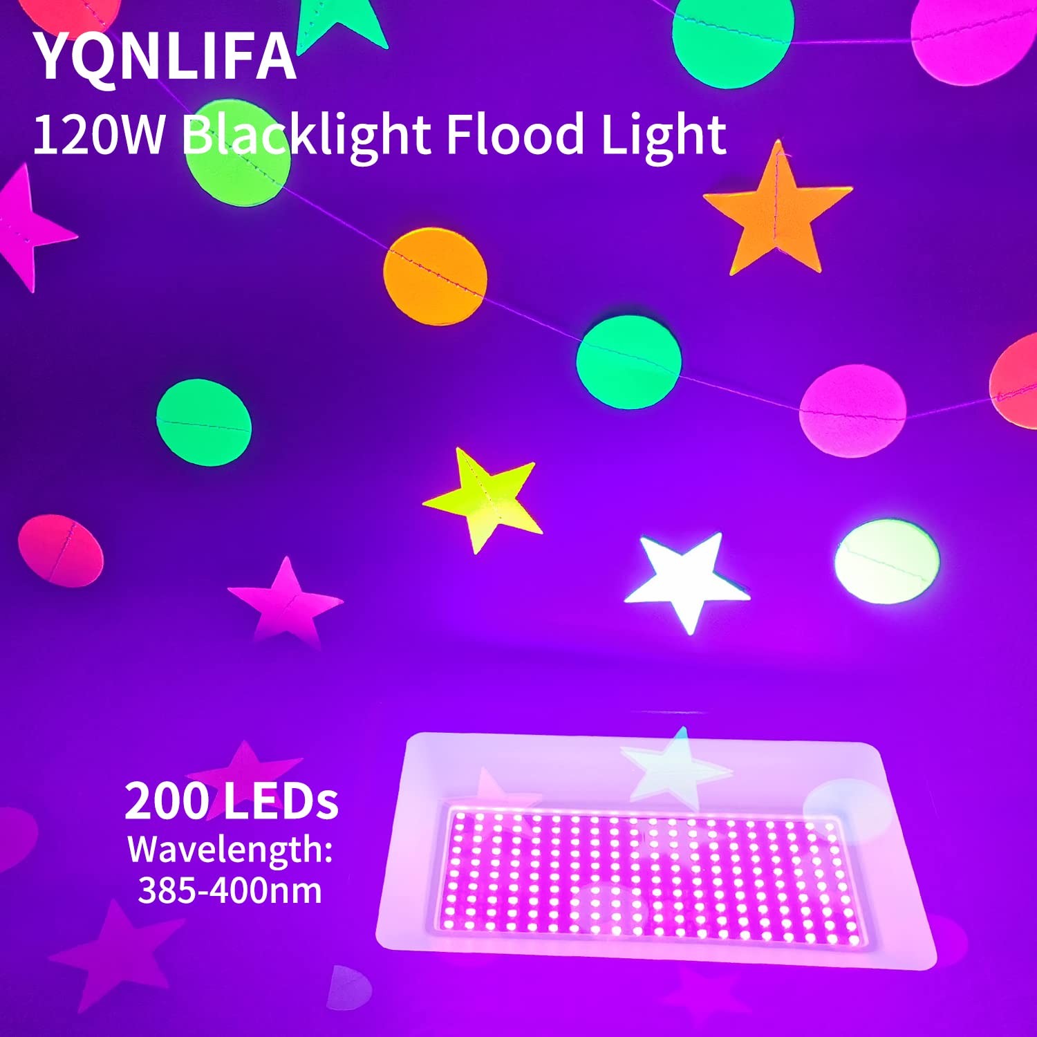 120W Led Black Lights, Blacklight Flood Light For Halloween Decorations, Ip66 Waterproof Black Lights For Black Light Party, Sta