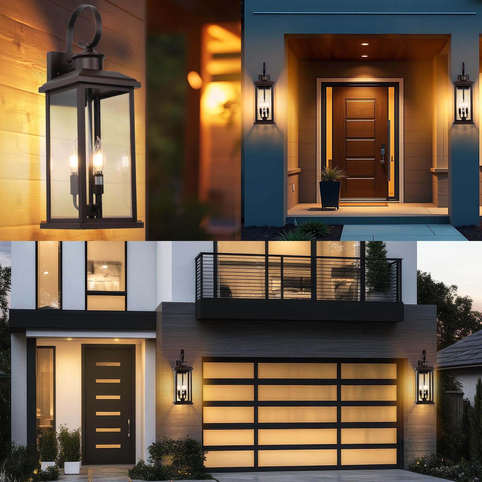 Siafavoi 24 Outdoor Lighting Fixture- Bronze 3-Light Exterior Lighting Fixture Waterproof Modern Porch Sconce  Outside Lantern For House Garage Patio E12 Base