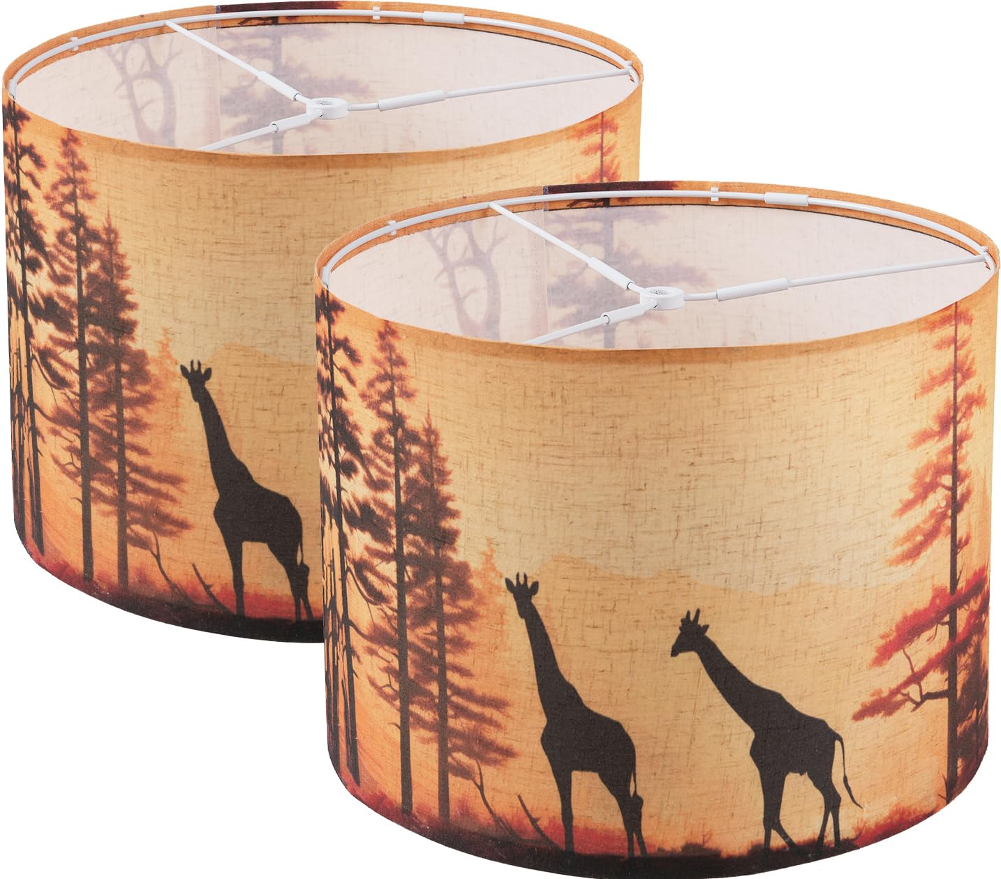 Lamp shades Set of 2, Medium Giraffe Fabric Lampshades for Table Lamps, Floor Lamps, 13'' Top x 13'' Bottom x 10'' High (Spider)