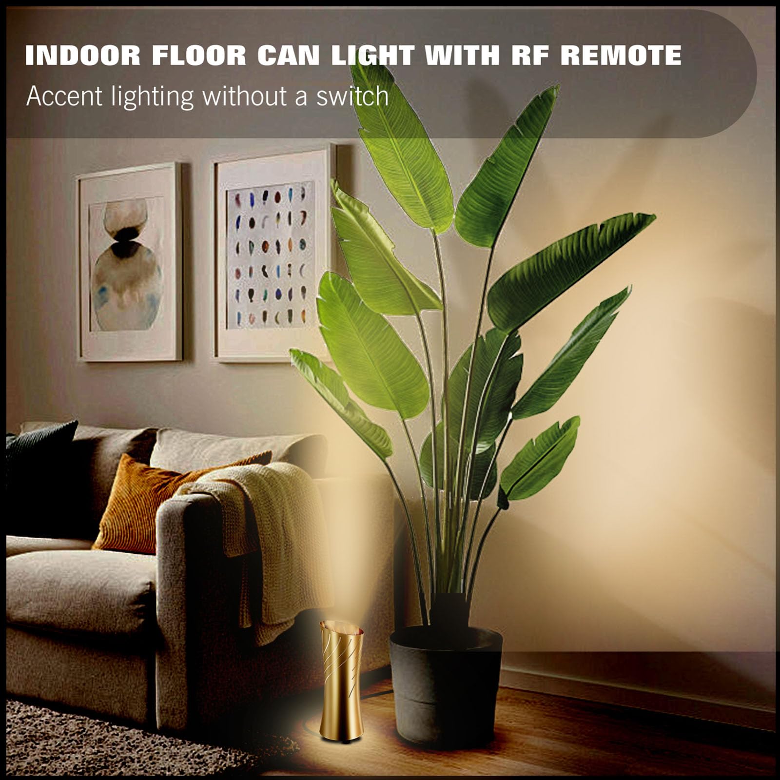 Fulanzaren Uplighting Indoor Floor Can Light, 2700K-6500K, Aluminum, 2 Pack, White, Model cct01