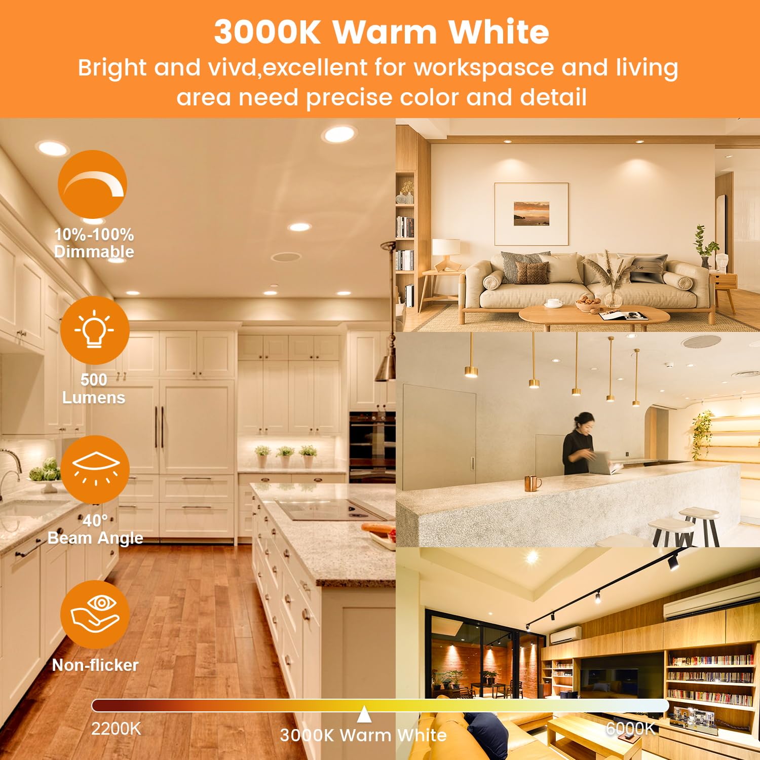 Torkase MR16 LED Bulbs 5W GU5.3 12V Dimmable 6 Pack, 3000K Soft White, 500LM, UL Listed