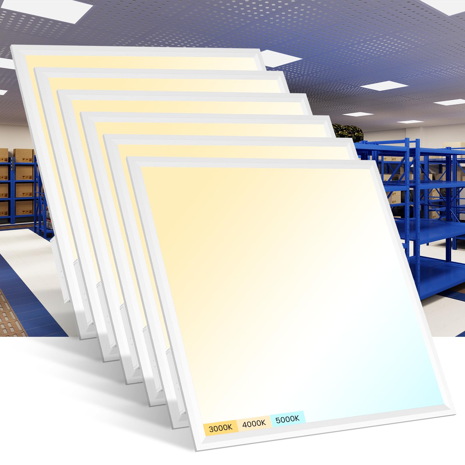 6 Pack 2X2 Led Flat Panel Light - Selectable 3000K/4000K/5000K, Triac Dimmable 40W 5000Lm, 120V Recessed Back-Lit Led Troffer Re