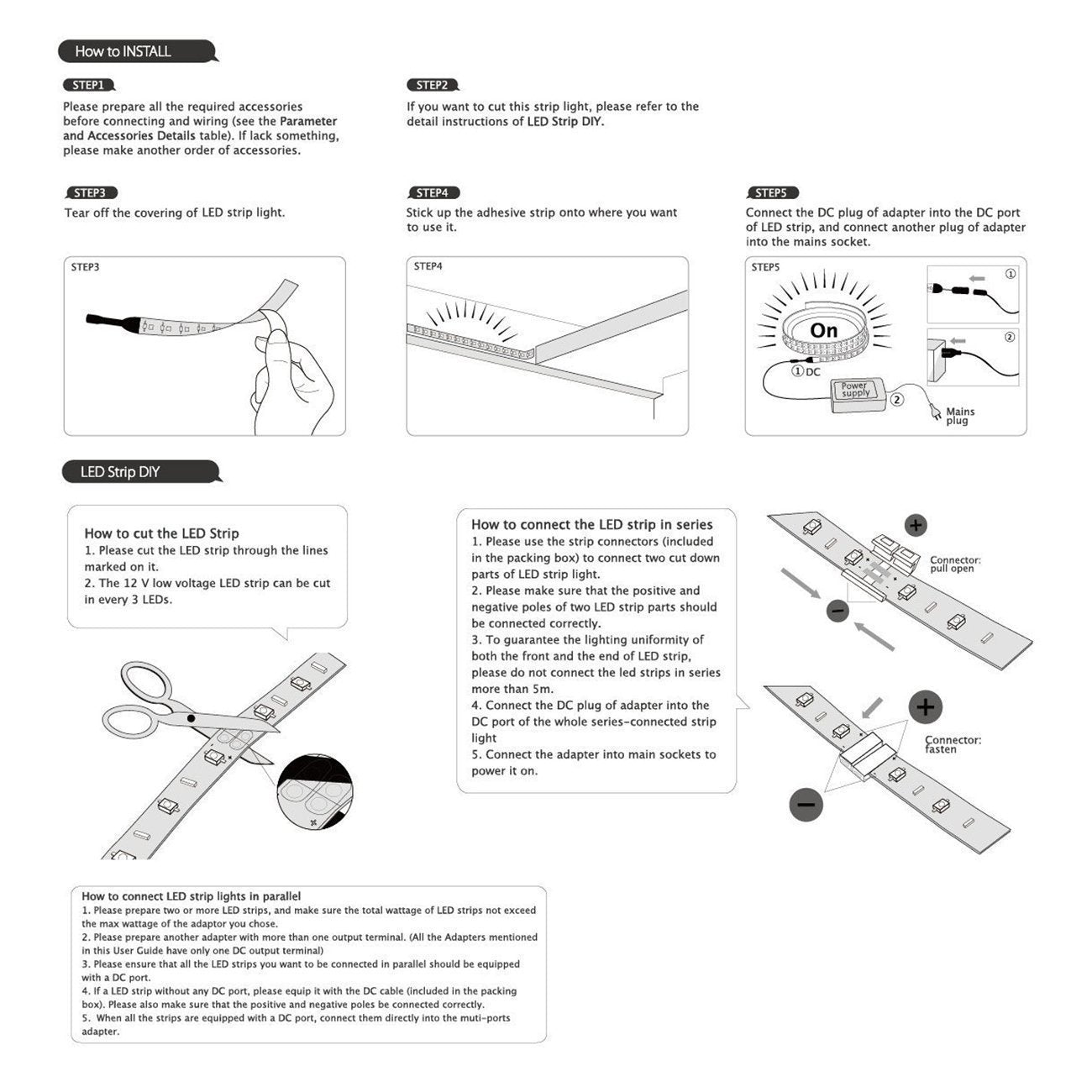 Tasodin Water-Resistance Ip65, 12V Waterproof Flexible Led Strip Light, 16.4Ft/5M Cuttable Led Light Strips, 300 Units 3528 Leds