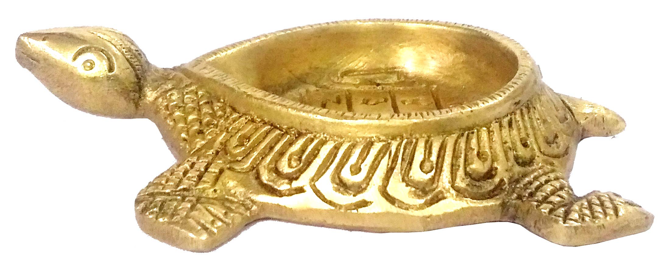 Purpledip Brass Tortoise Diya With Lo Shu Magic Square: Holy Oil Lamp Deepam; Feng Shui Vastu Good Luck Light (11570A)