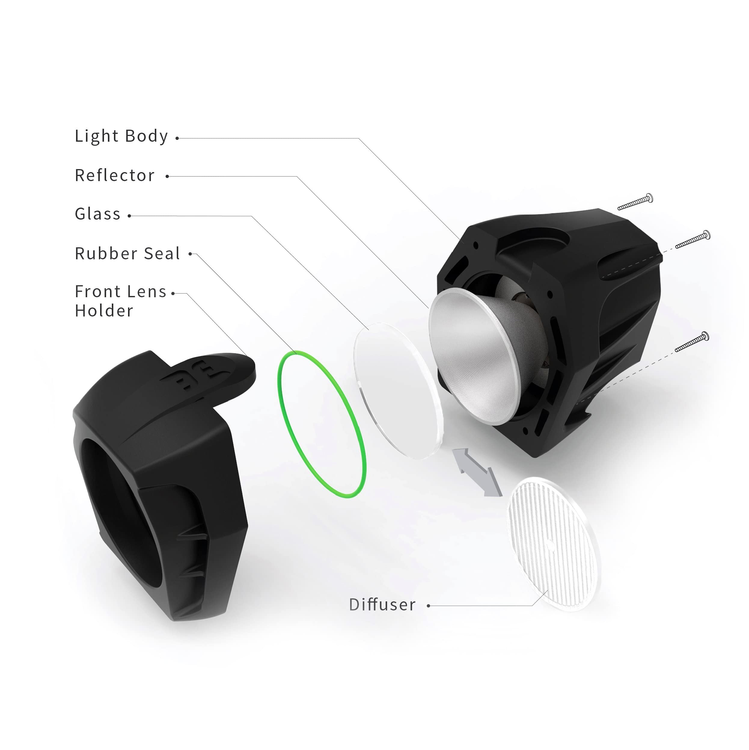 Bright Eyes Helios Fully Waterproof 1600 Lumen Rechargeable Mountain, Road Bike, Mx Headlight, 6400Mah External Battery (Now 4+ Hours On Bright Beam) - Included: Free Diffuser Lens And Free Taillight