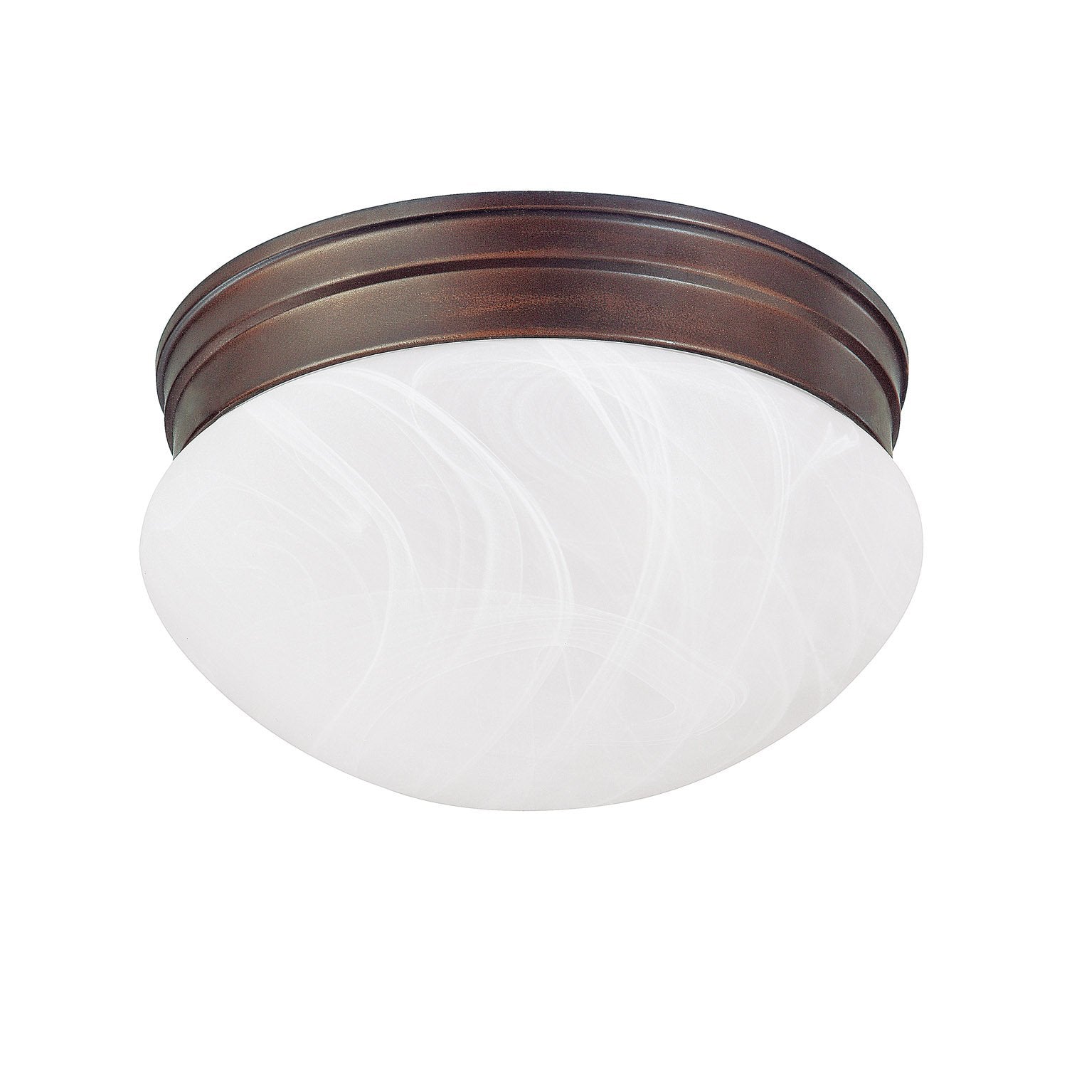 Capital Lighting 5676BB Flush Mount Ceiling Light, 1-Light 60W, 5in H x 7in W, Burnished Bronze-Faux Alabaster, Metal