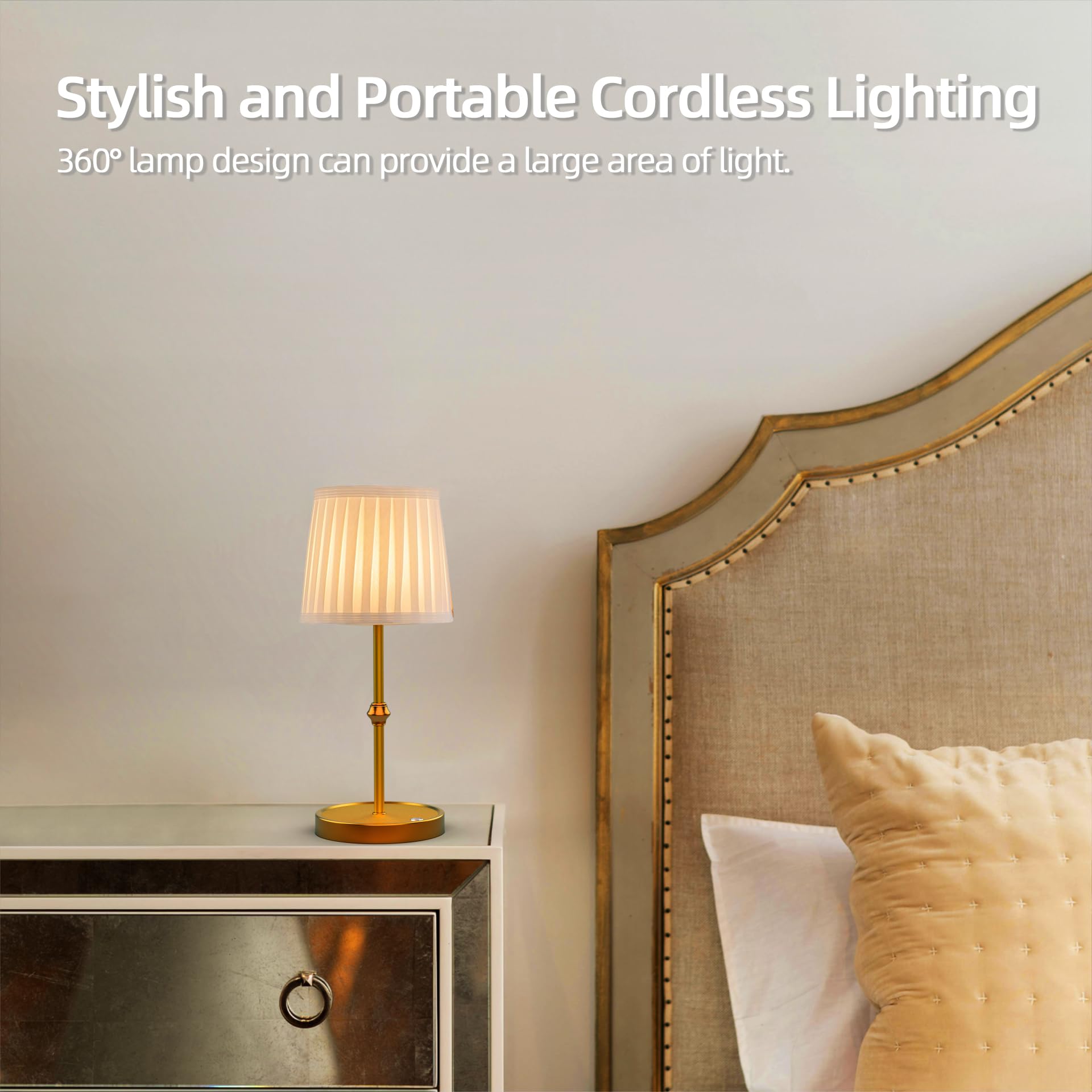 Letstry 5200Mah Cordless Led Table Lamp,3-Level Brightness, Rechargeable Battery, Touch Dimmable Wireless Ambient Lamp For Readi