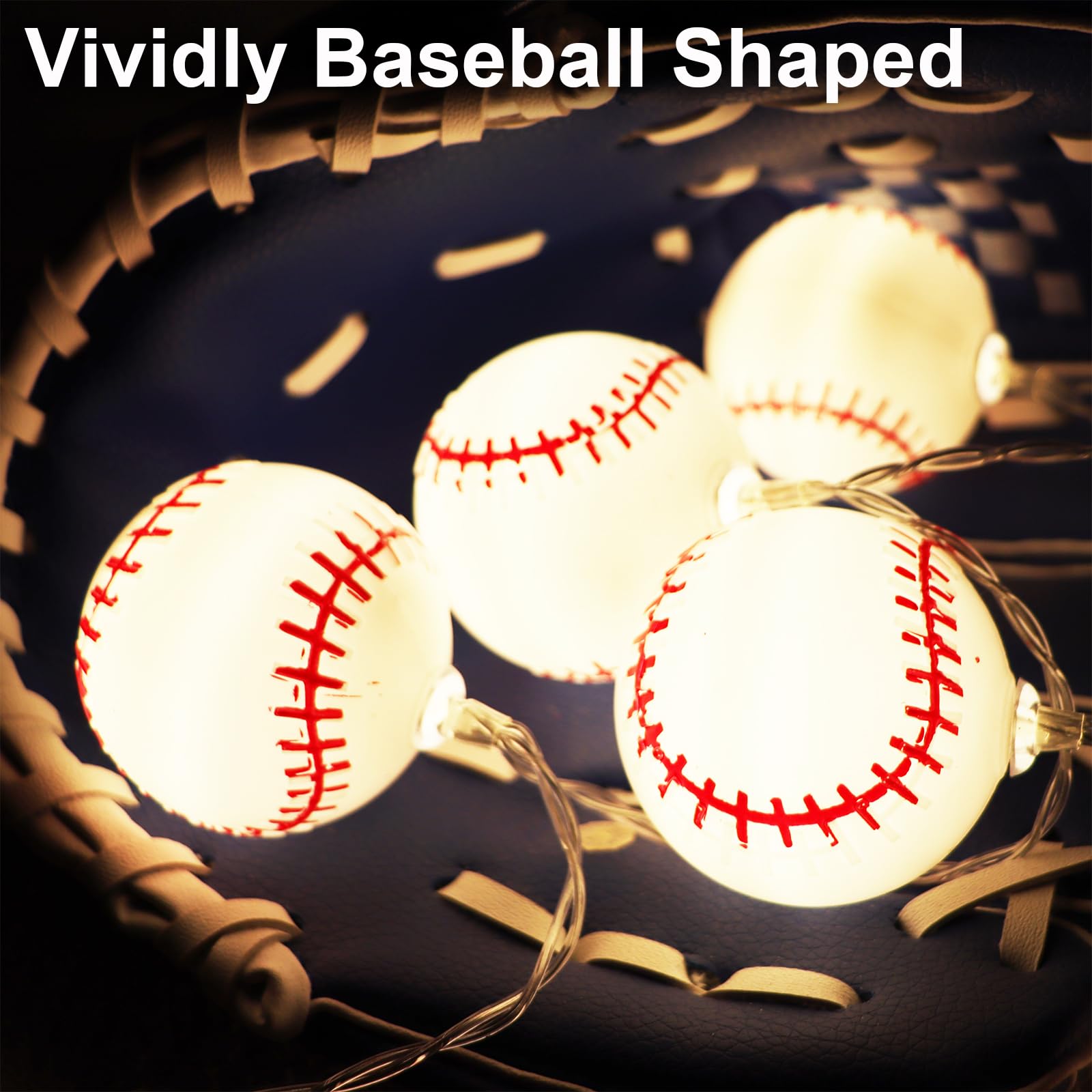 Yayfazy Baseball Decor String Lights  Battery Operated 9.9Ft 20Led 8 Mode With Timer Sports Room Decor Lights For Boys Bedroom Or Sports Theme Party  Christmas Gift For Son  Grandson  Baseball Lover