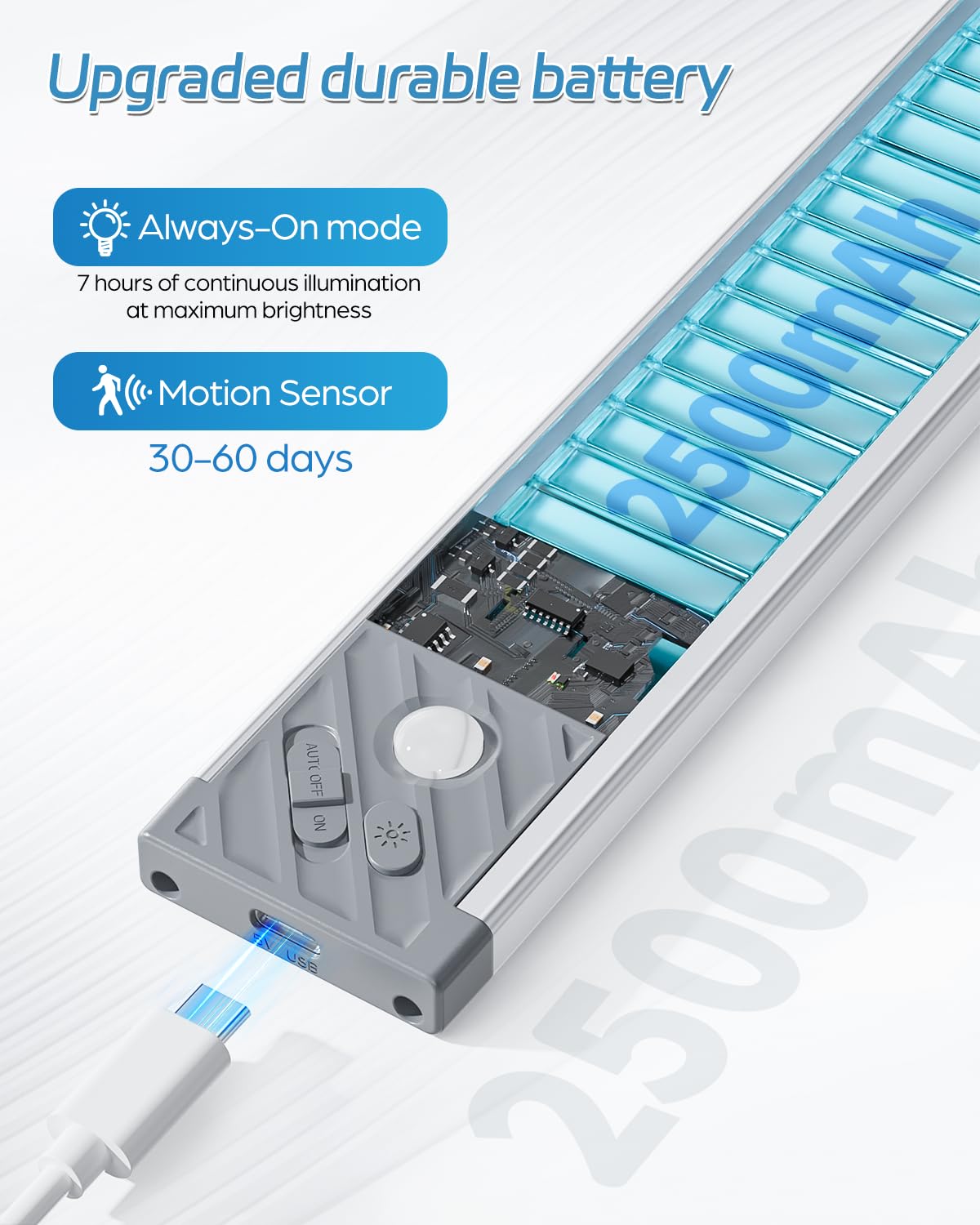 Hiboitec Under Cabinet Lighting Rechargeable Closet Light Wireless Motion Sensor Lights Indoor, 70 Led Dimmable Magnetic Light Under Counter Light For Kitchen, 2 Pack, Cool White Light, 12.8 Inch