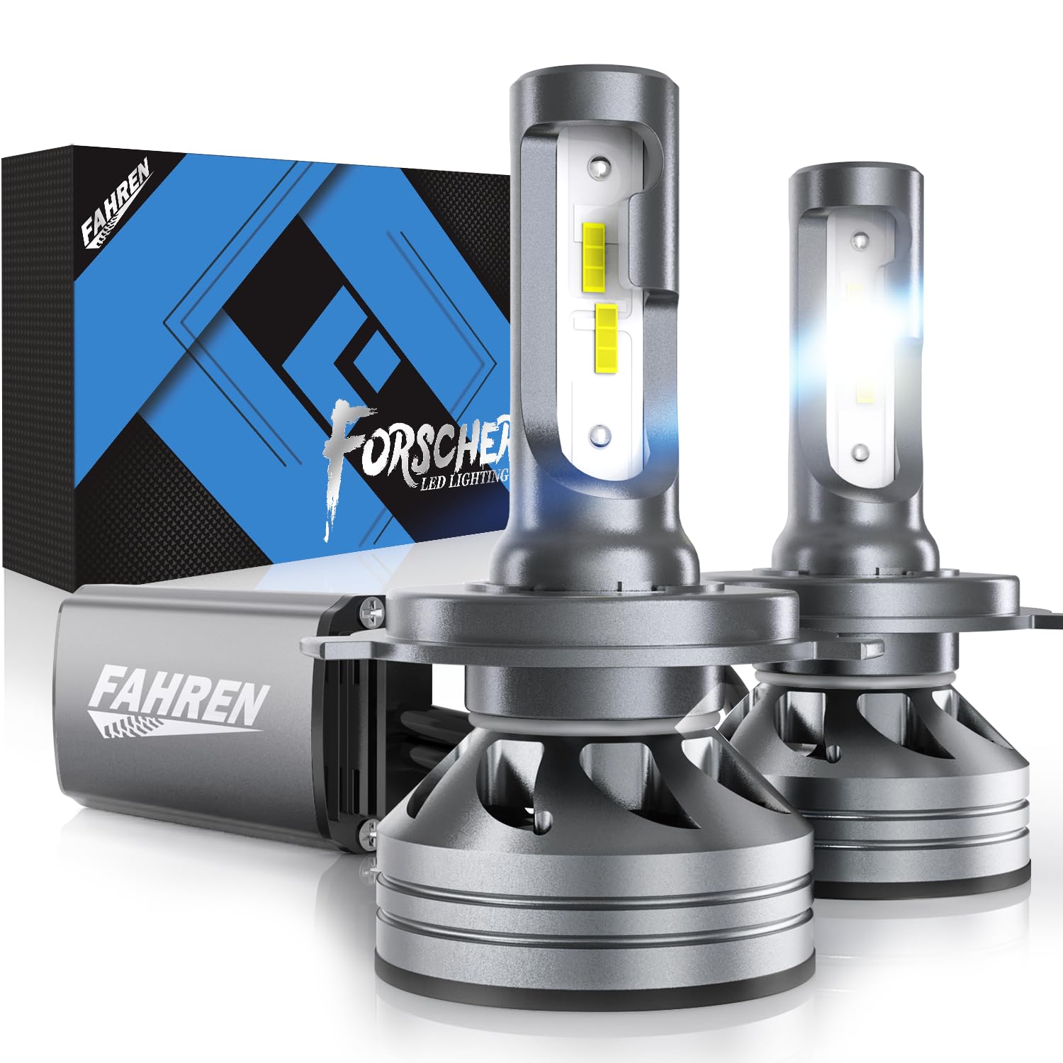 FAHREN H4 LED Fog Light Bulb, 36000LM, 6500K Cool White, 9003 Size, Aluminum, Pack of 2