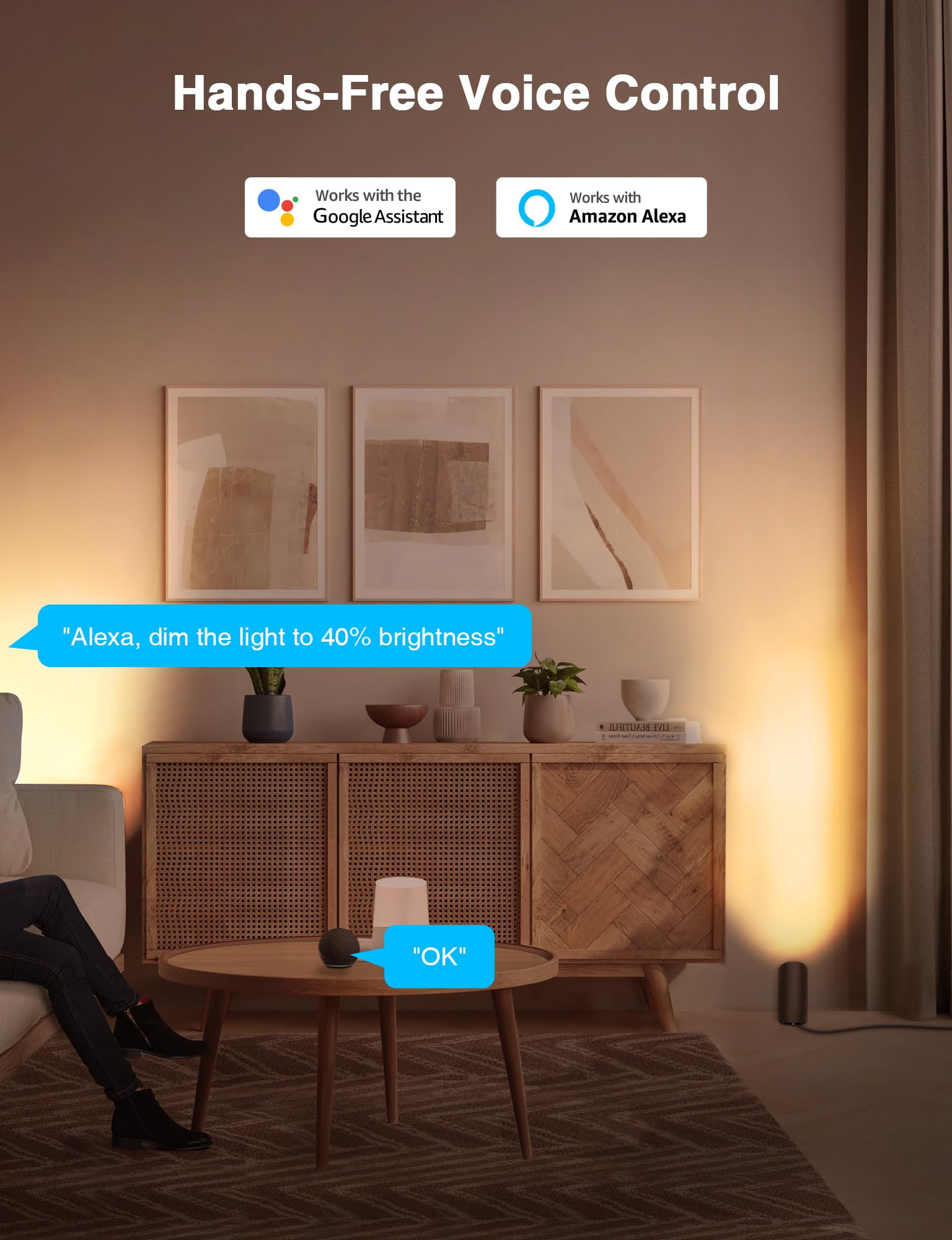 Sunvie Smart Floor Can Light 5W Rgbw Color Changing Up Lights Indoor Spotlight With Timer 2700K-6500K Uplighting Indoor Dimmable