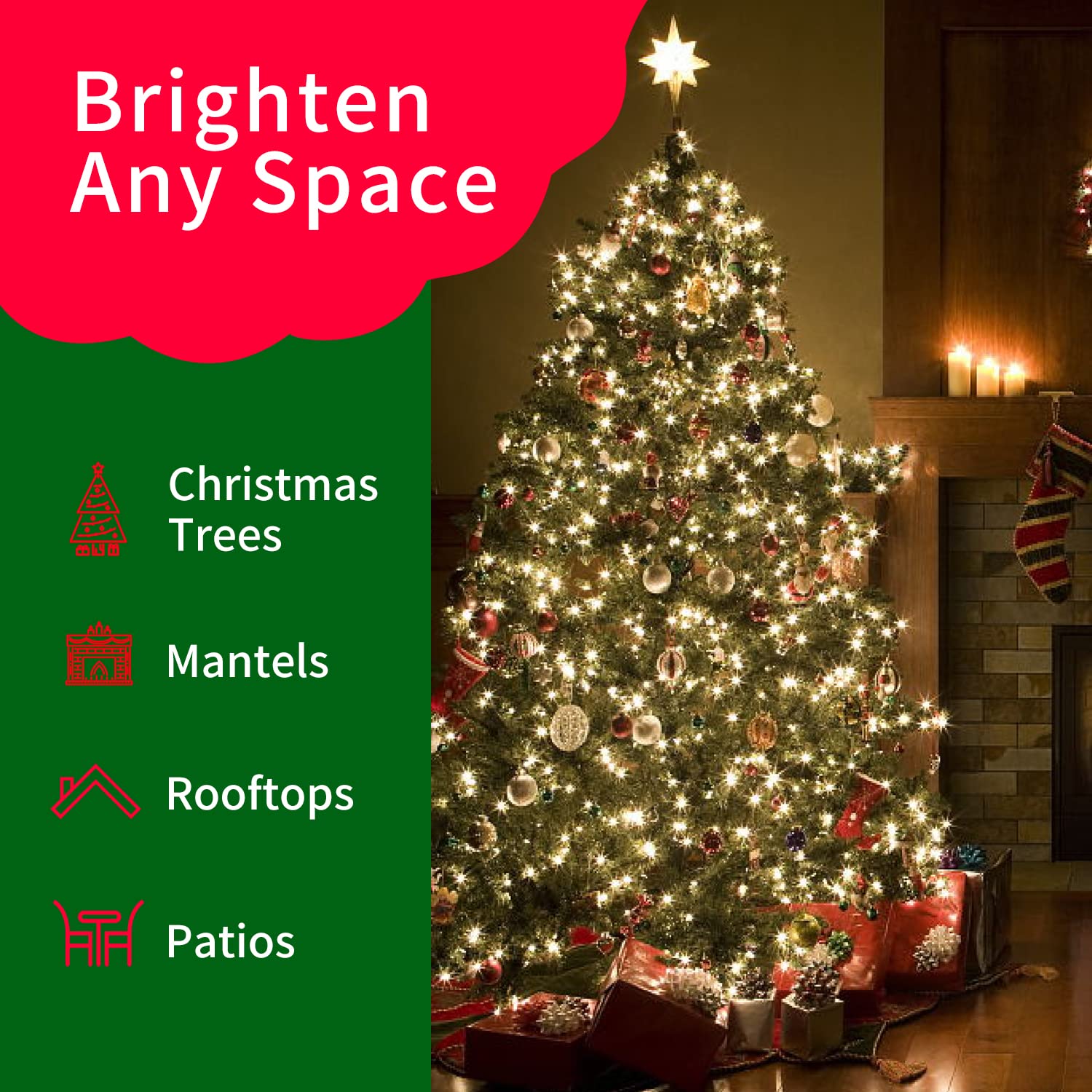 Twinglehome Ultra-Bright Connects End To End Warm White Christmas Mini Lights 100L 19.6Ft Ul Listed Incandescent Bulb String Light Set For Indoor And Outdoor Holiday Garden Party Christmas Tree Decor