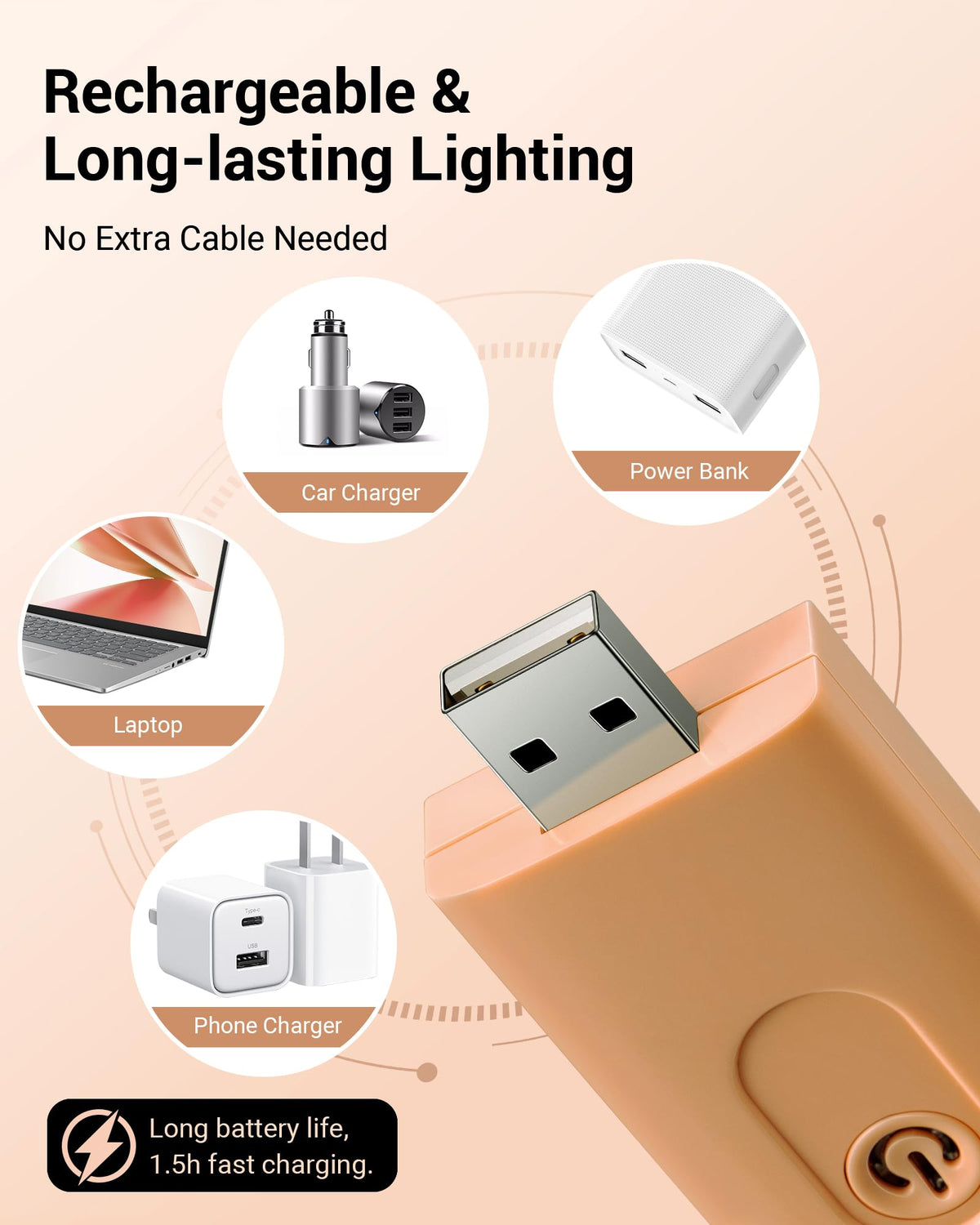 DEWENWILS USB Rechargeable Book Light Clip-on LED Reading Lamp, Warm White, Adjustable Brightness, Mocha Mousse, Model IT-008