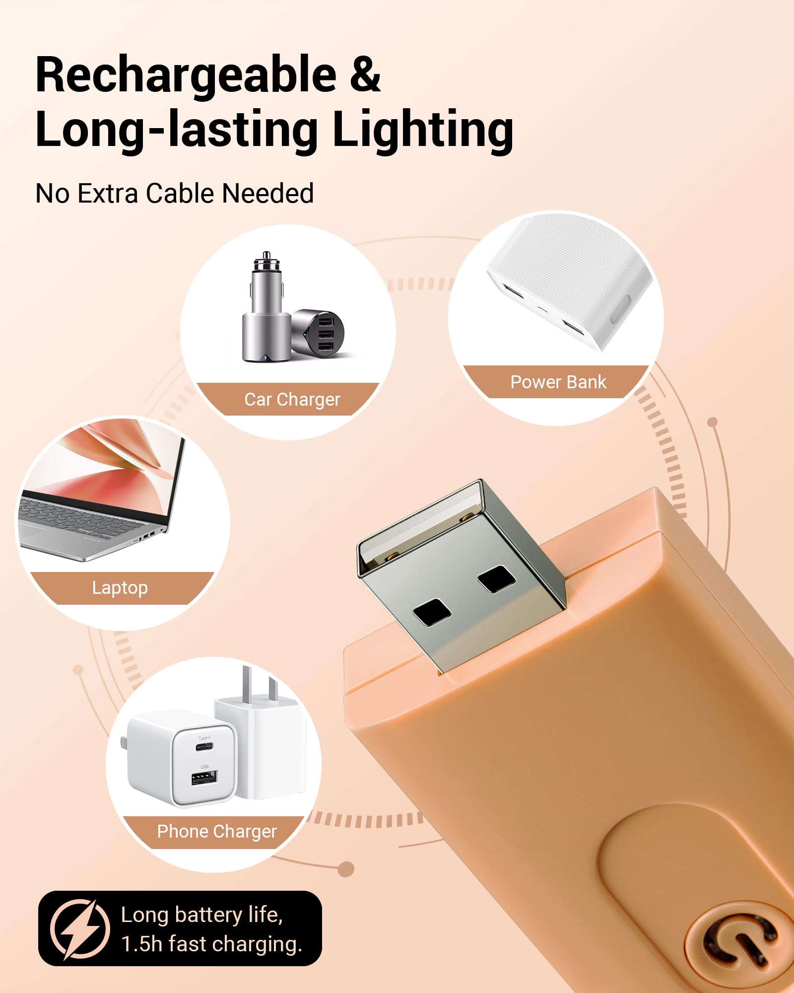 DEWENWILS USB Rechargeable Book Light Clip-on LED Reading Lamp, Warm White, Adjustable Brightness, Mocha Mousse, Model IT-008