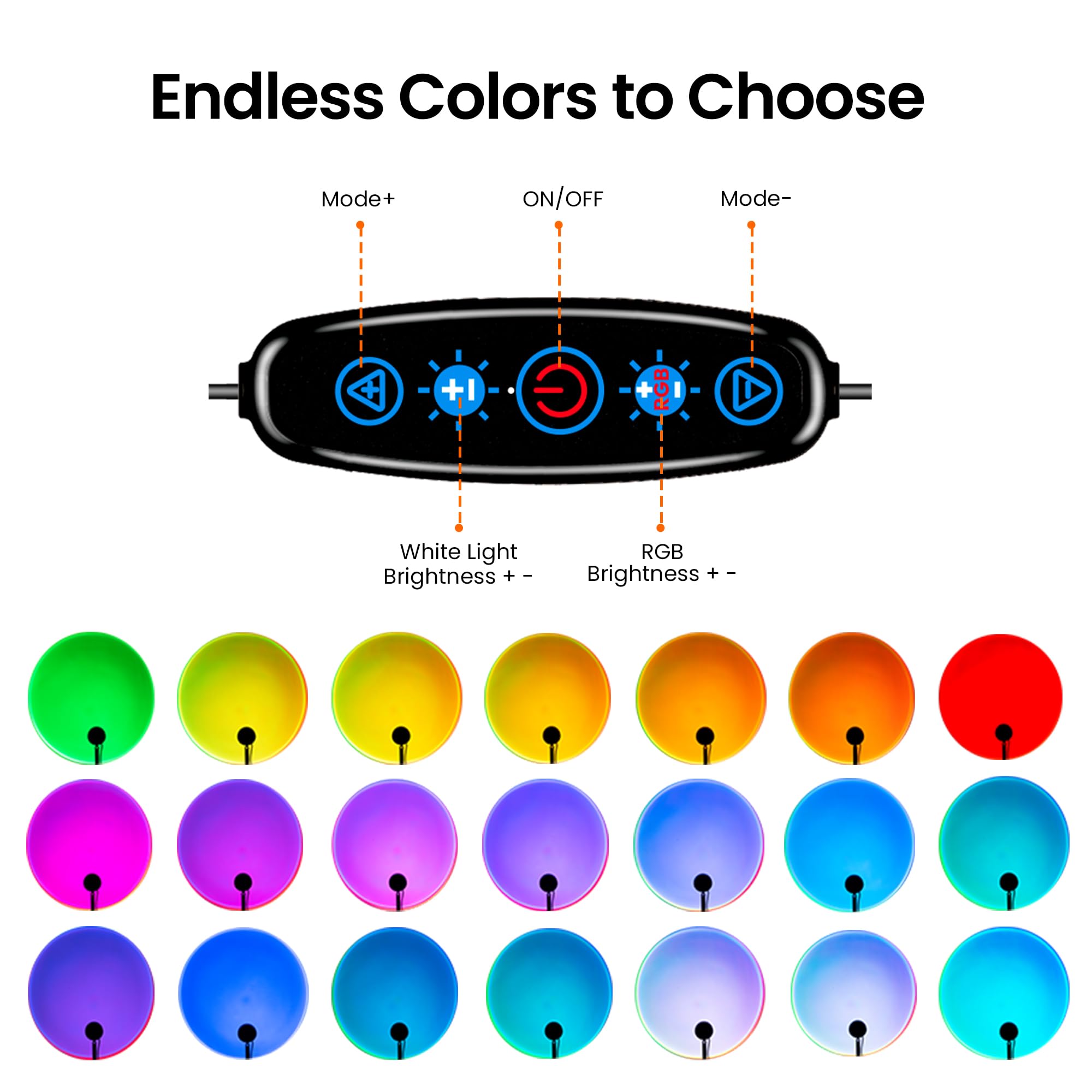 Tsrarey Sunset Lamp Projection, Not Only 21 Colors Sunset Lights, 180 Degree Rotation Led Light, Push Button Switch & App Contro