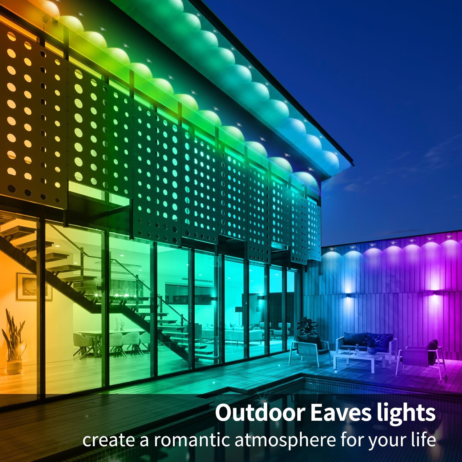 Yocrostar 300Ft Permanent Outdoor Lights,Rgb Eave Lights,Music Sync Ip67 Waterproof Outdoor Eave Lights Lighting, Can Be Used Fo