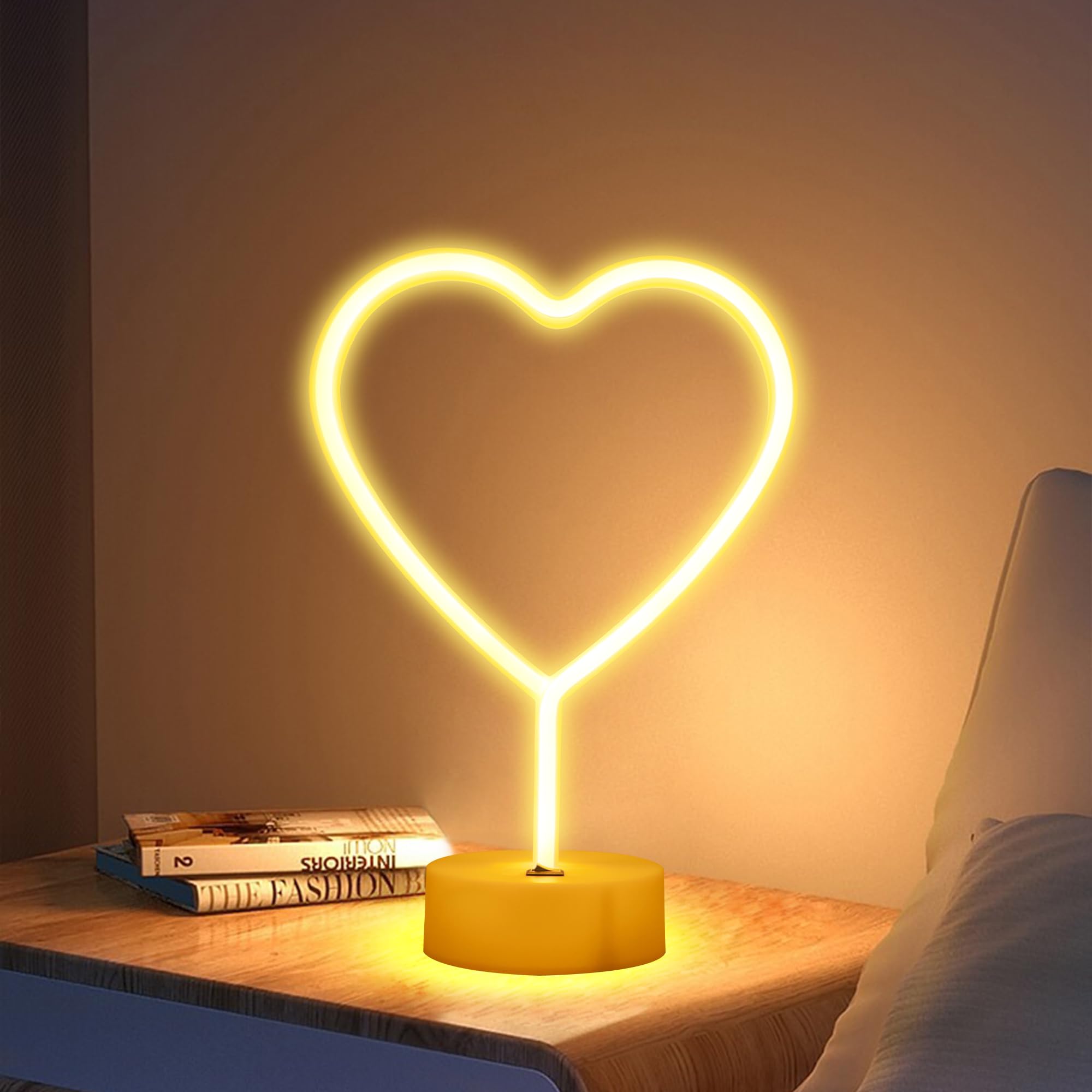 Enuoli Neon Night Light Heart Shaped Lamp Usb & Battery Powered Hanging Heart Love Neon Sign Wedding Novelty Home Decor Birthday