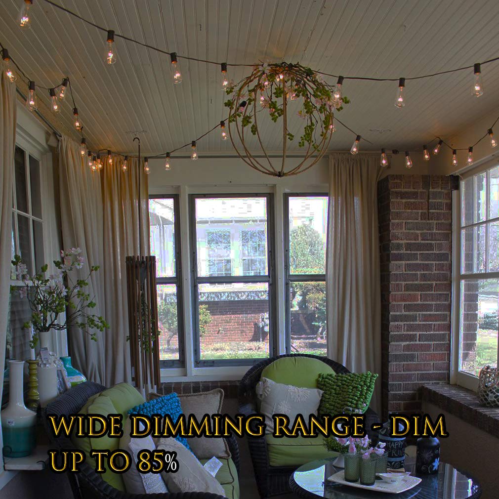 Newpow 36Ft Outdoor String Lights, Led Filament Bulbs, Dimmable, Shatterproof, Waterproof, Gold