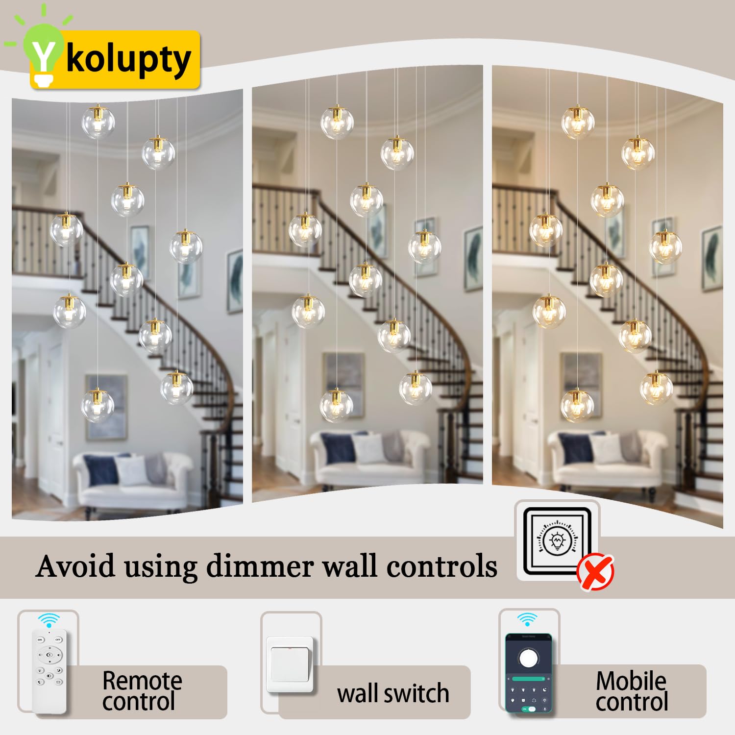Ykolupty 10-Lights Chandeliers For Dining Room Glass Globe Pendant Light Gold Chandeliers Rectangle Pendant Ceiling Light Fixtur
