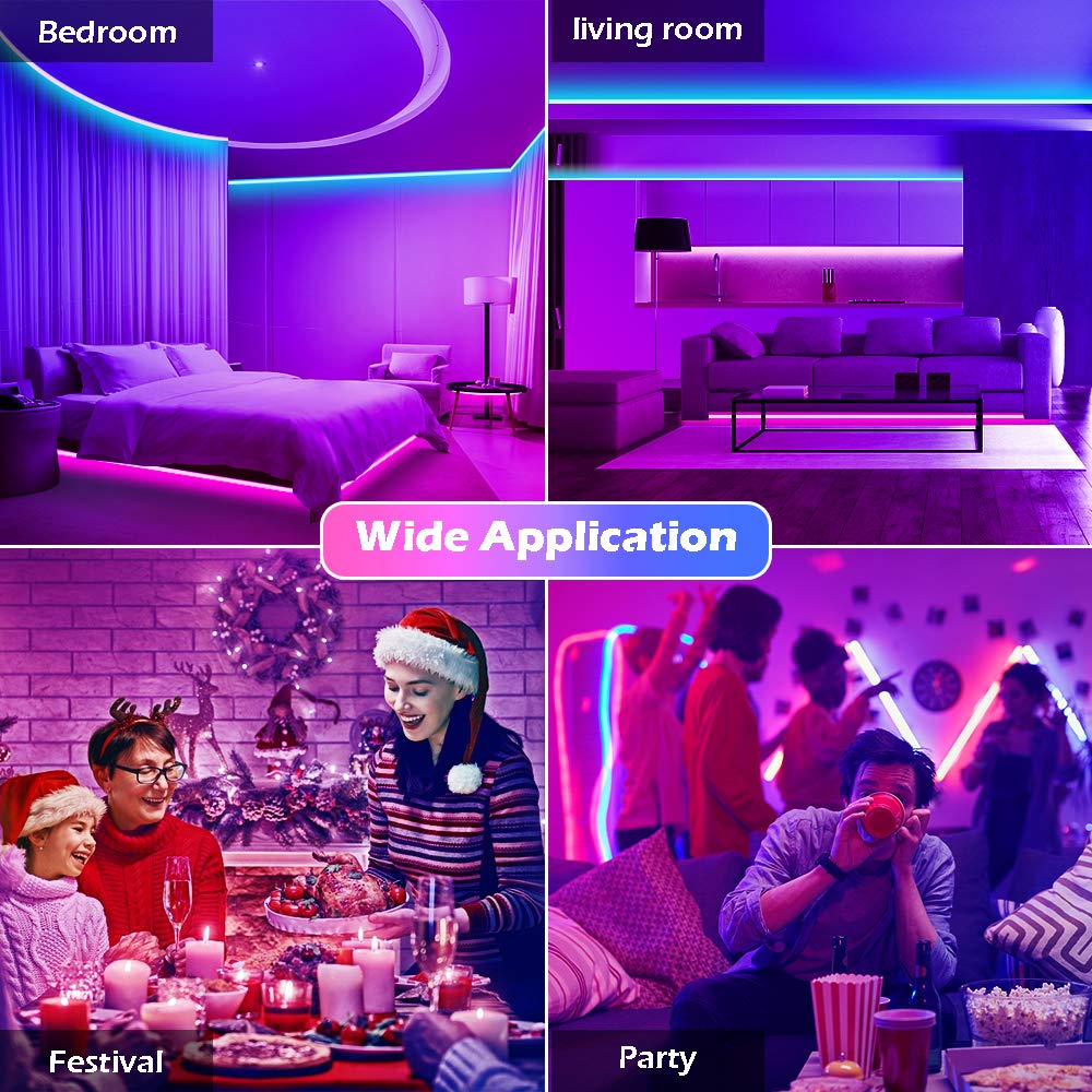 LETIANPAI LED Strip Lights, 200FT RGB Color Changing, Bluetooth APP/IR Remote, Music Sync, Plastic for Home Decoration