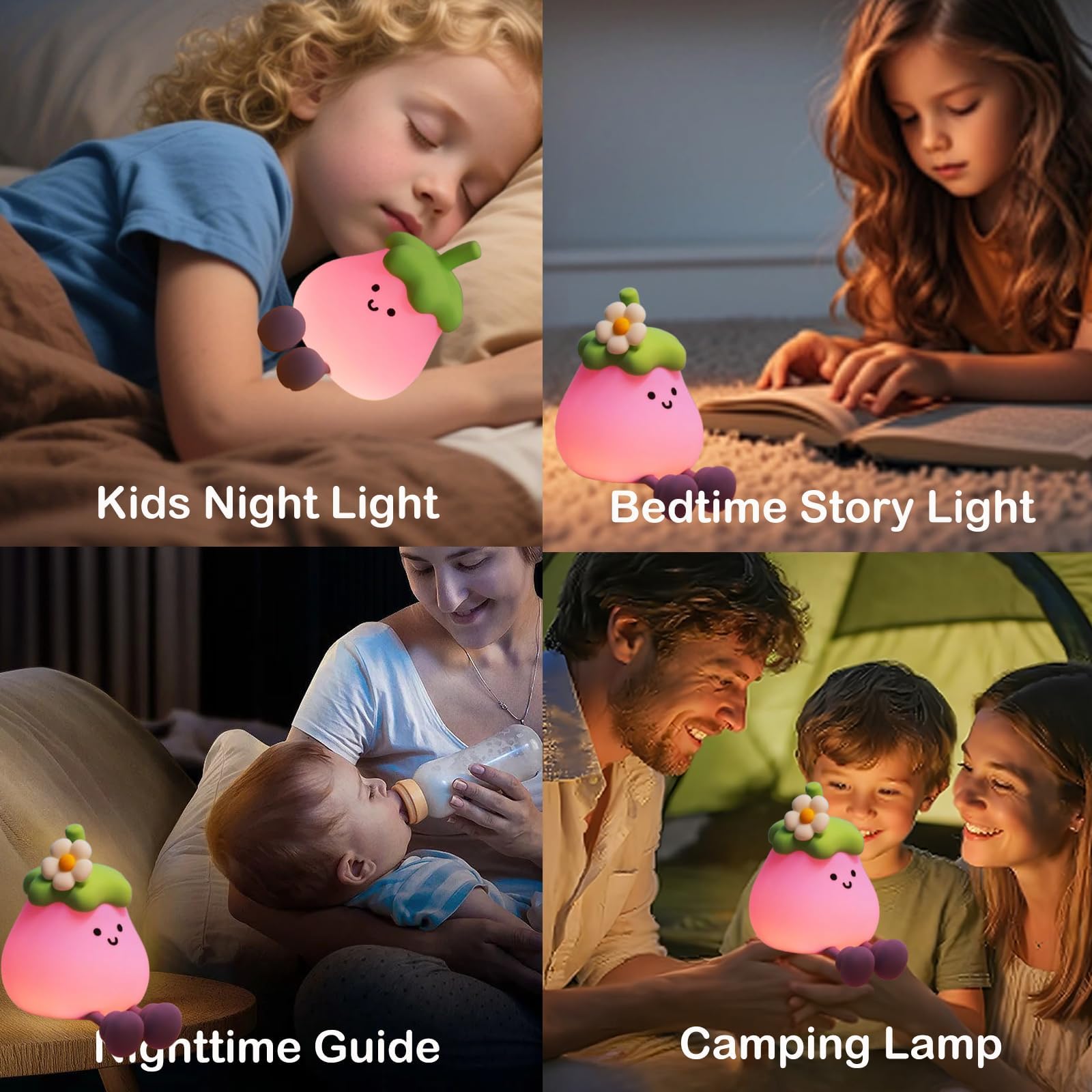Led Turtle Night Light For Kids  3 Level Dimmable Nightlight 7 Colours Cute Lamps Silicone Squishy Light Up Turtle Rechargeable Bedside Touch Lamp For Bedroom Decor Boys And Girls Gifts (Eggplant)