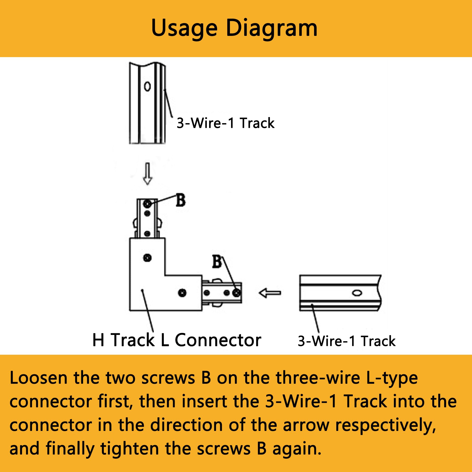 Yuemegou H Track L Connector H Type Single Circuit 3-Wire-1 Track Lighting Accessories For H Track System Track Lighting Kit