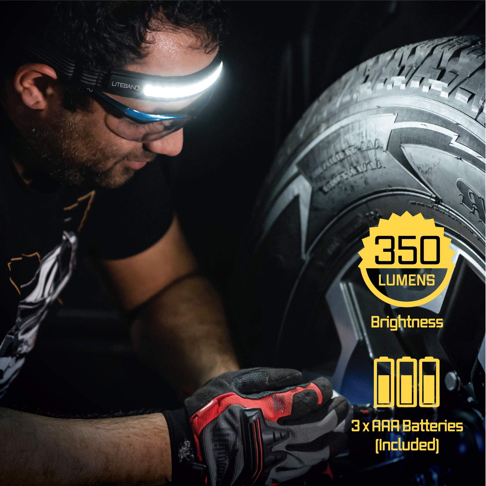 Liteband Activ 350 Lumens Led Headlamp Aaa Battery Powered, Best Rated Super Light Head Lamps For Adults Forehead, Running, Camp