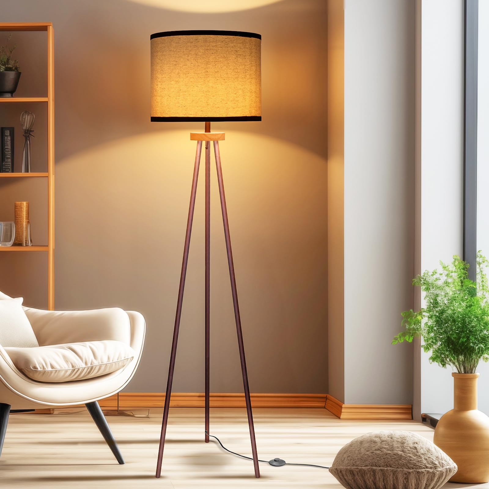Velxee Tripod Floor Lamp, Mid Century Standing Lamp, Modern Design Studying Light For Living Room, Bedroom, Study Room And Office